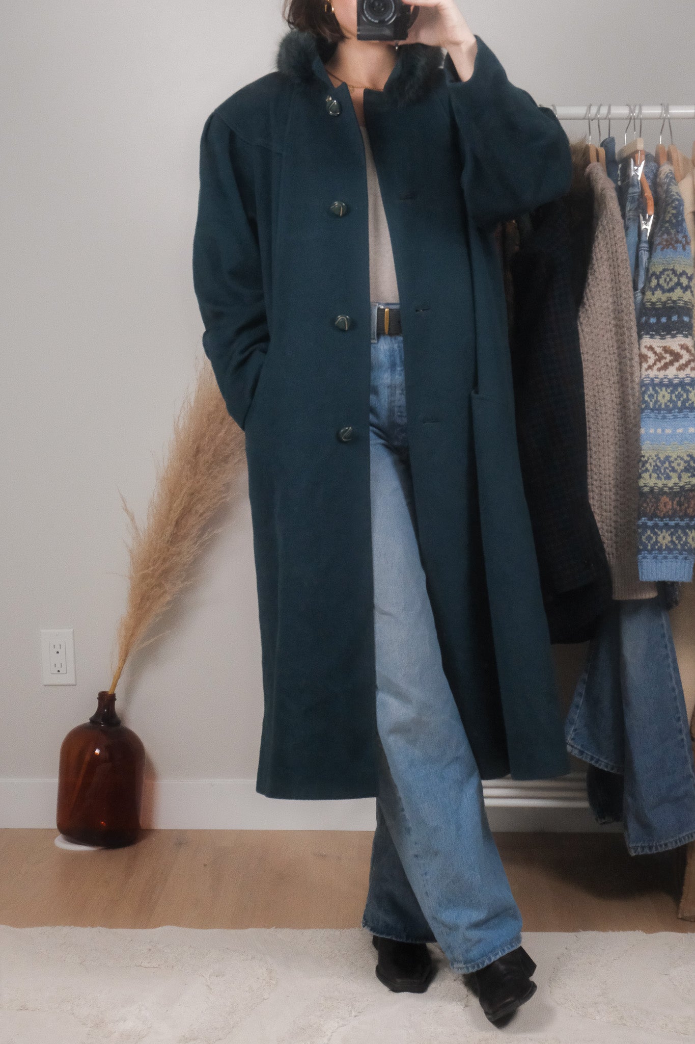 Made in Canada x Vintage x Wool Faux Fur Collar Jacket (M)