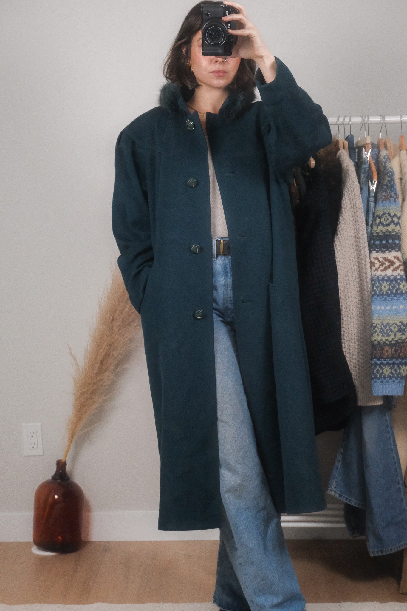 Made in Canada x Vintage x Wool Faux Fur Collar Jacket (M)