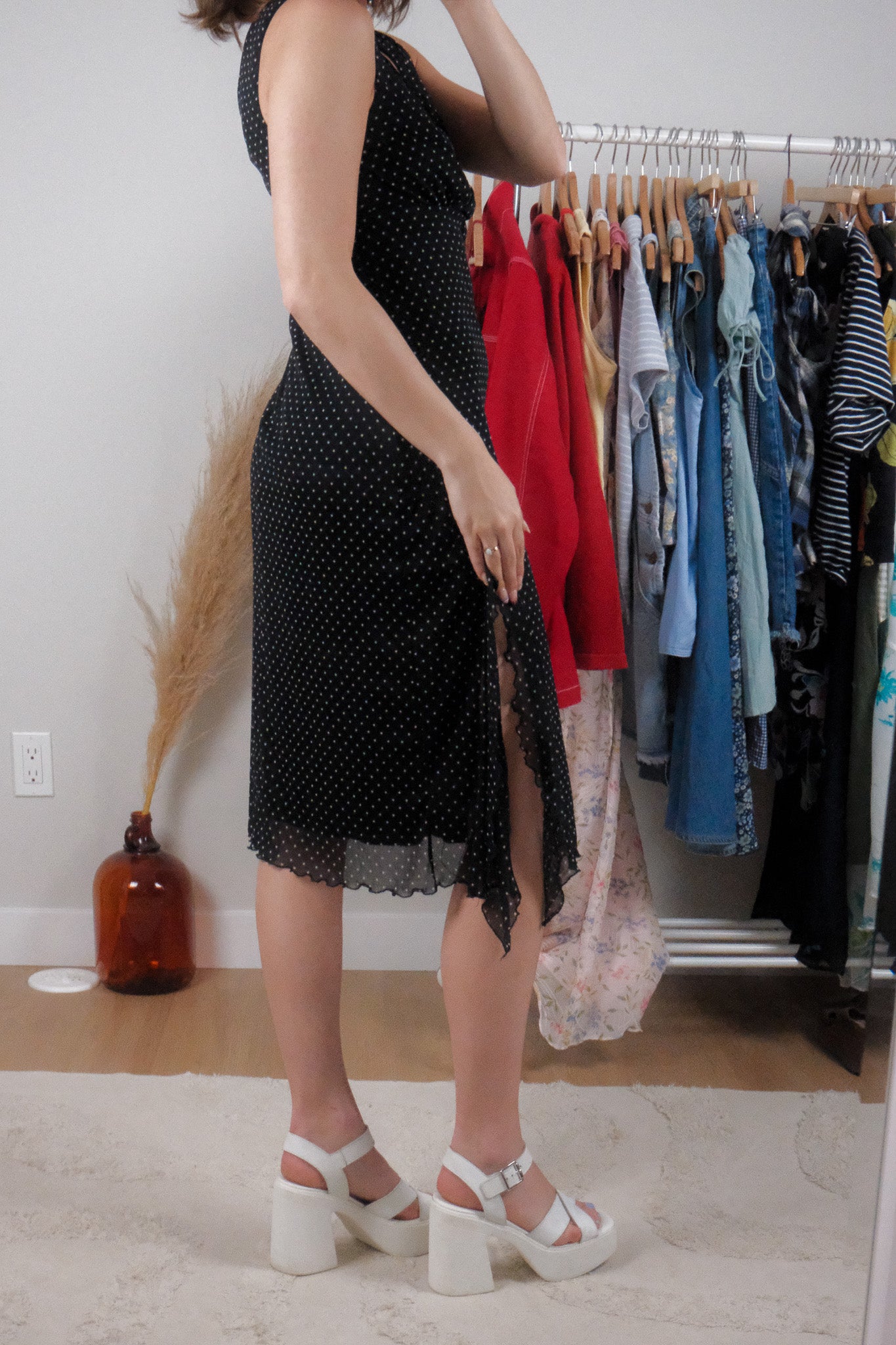 Vintage x Micromesh Polkadot Midi Dress (10)