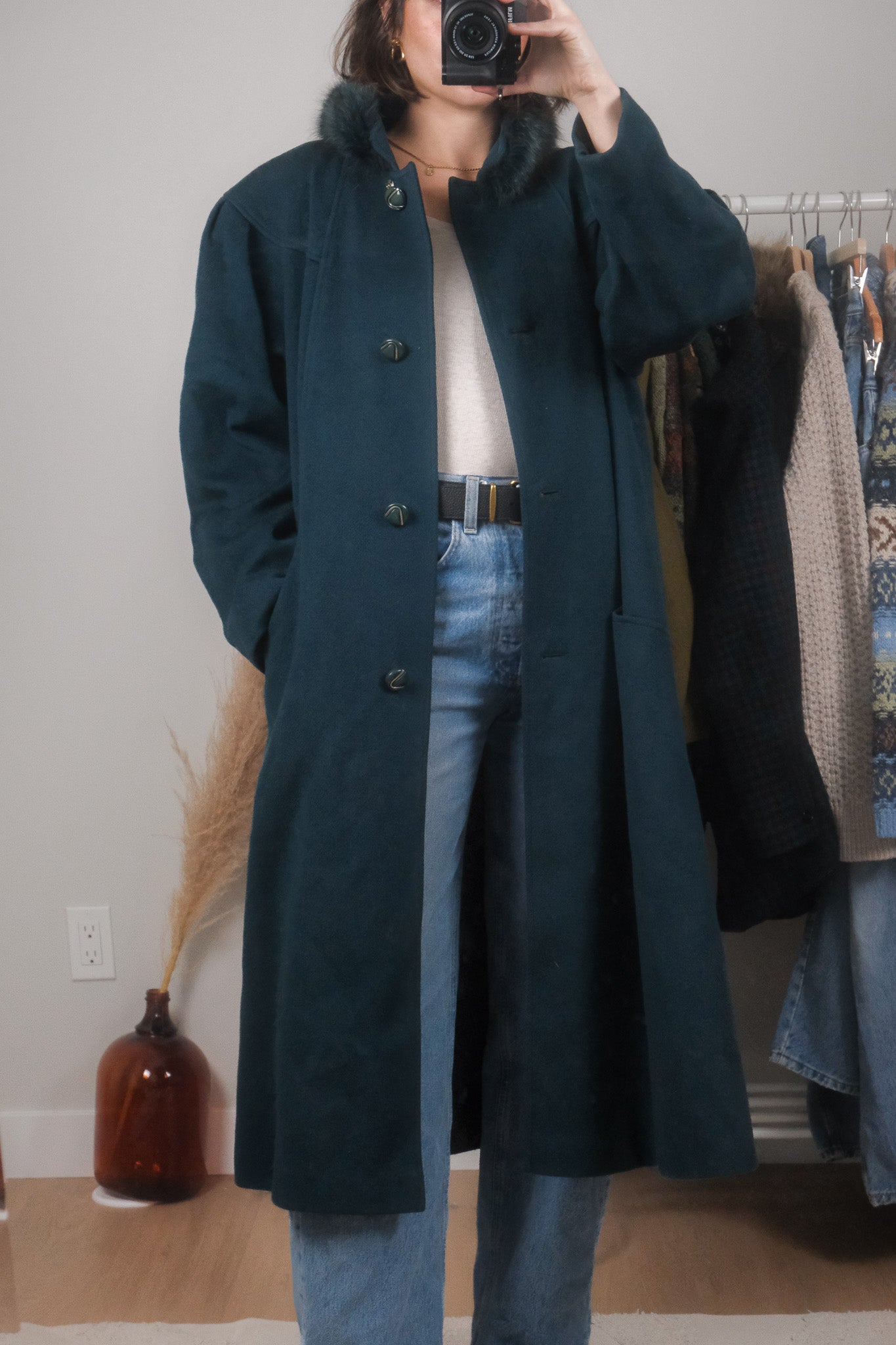 Made in Canada x Vintage x Wool Faux Fur Collar Jacket (M)