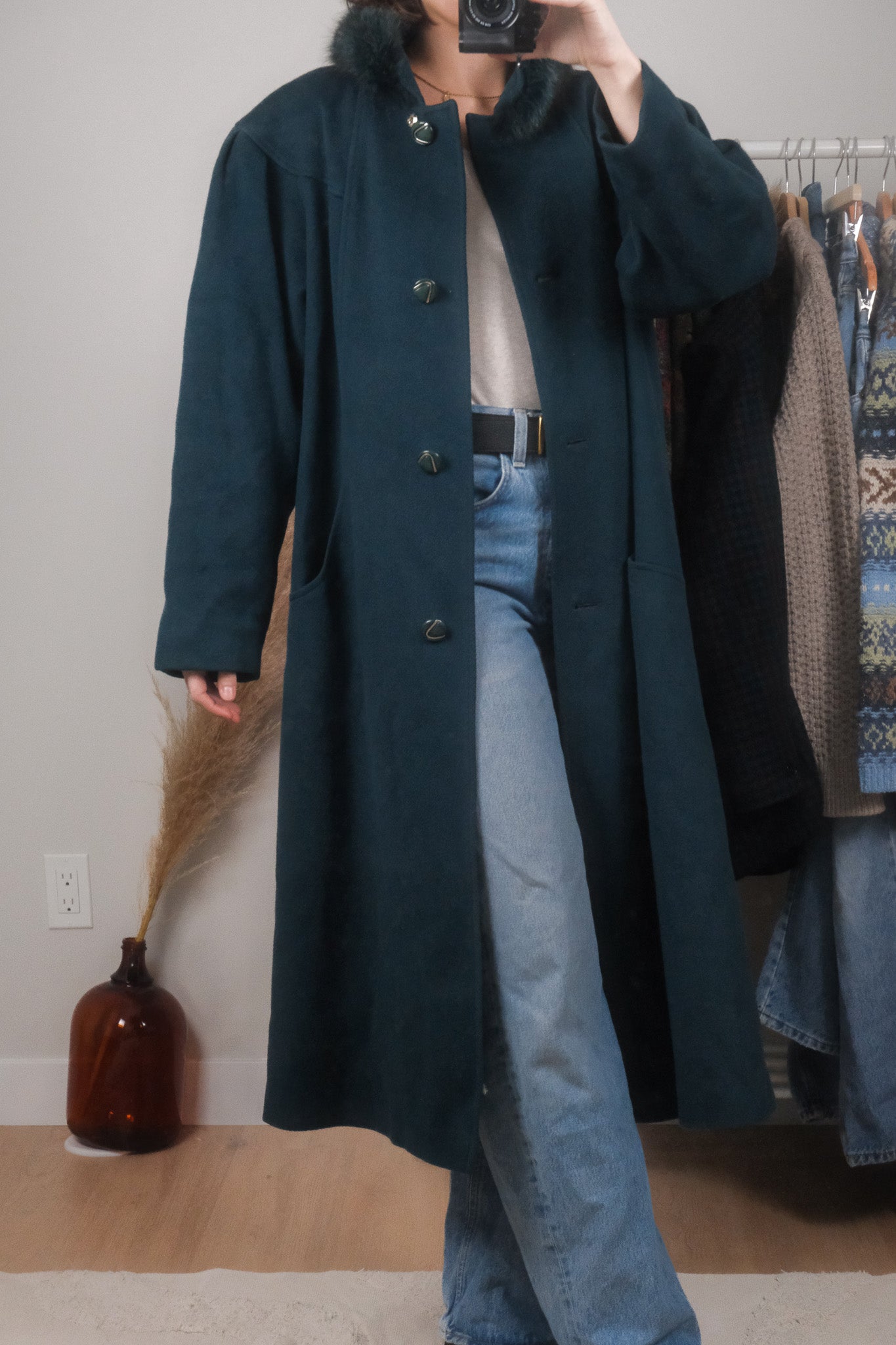 Made in Canada x Vintage x Wool Faux Fur Collar Jacket (M)