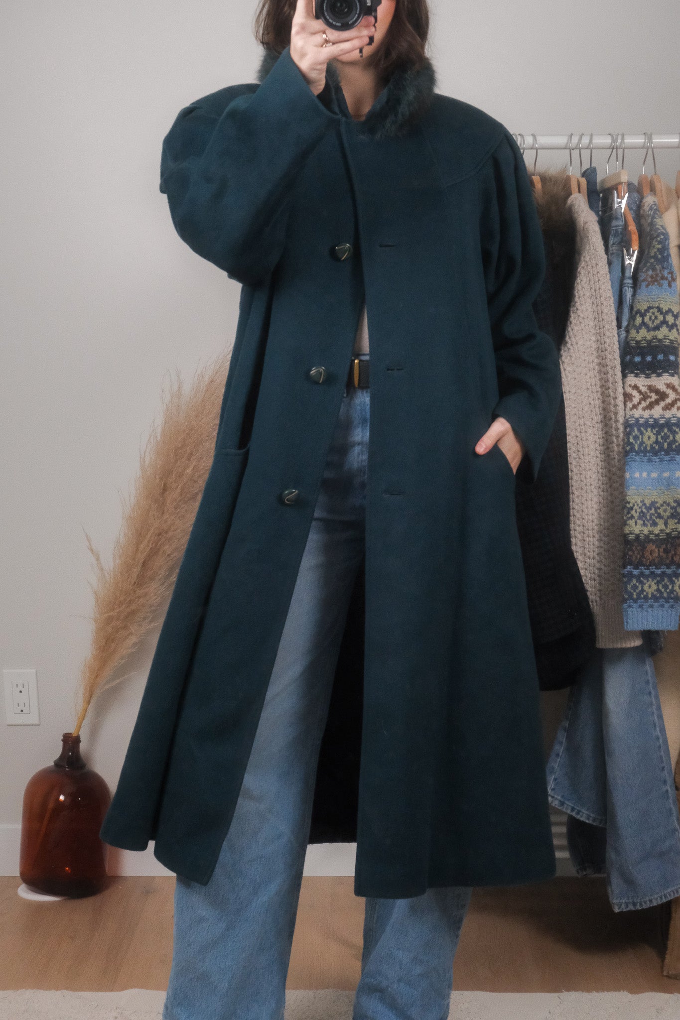 Made in Canada x Vintage x Wool Faux Fur Collar Jacket (M)