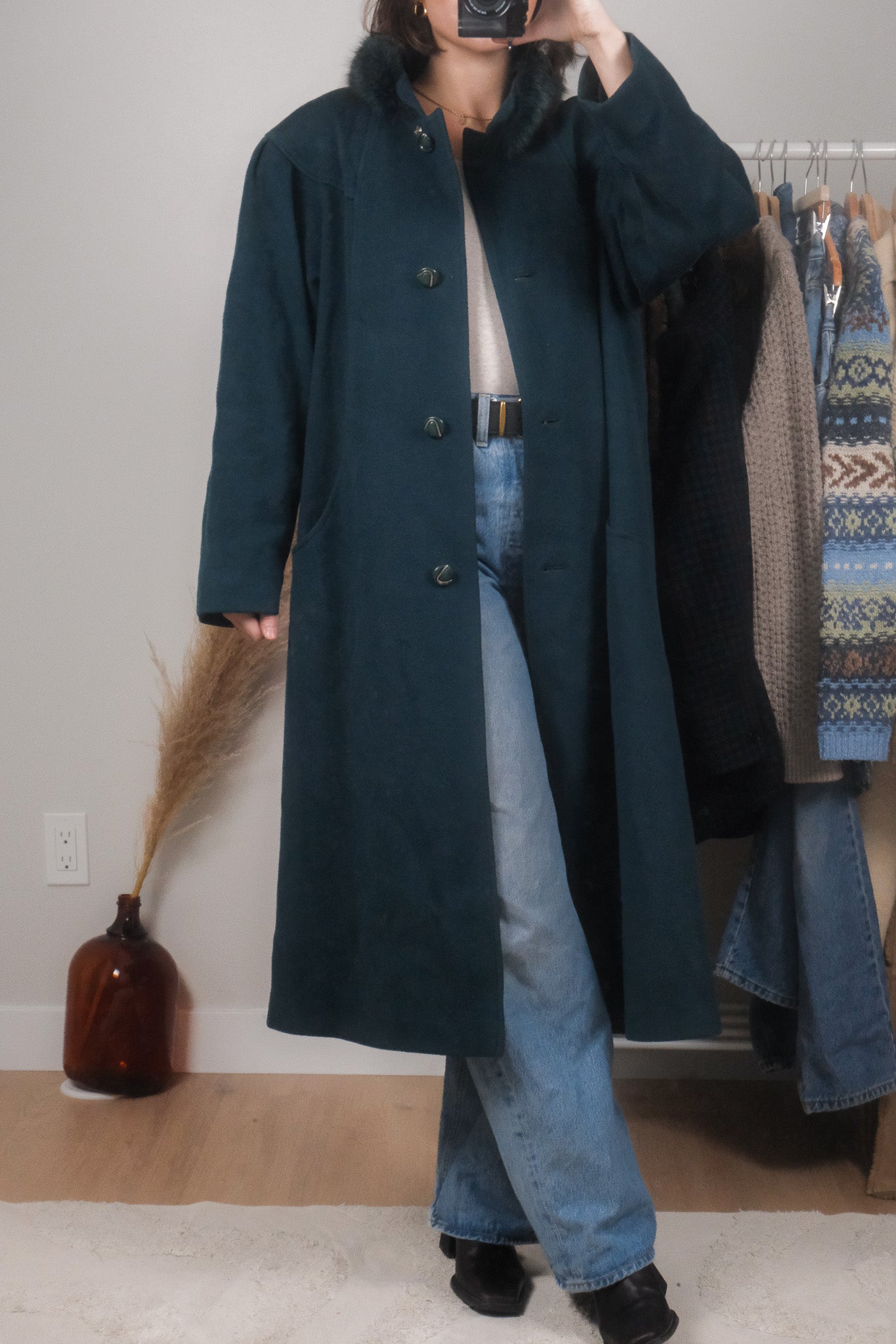 Made in Canada x Vintage x Wool Faux Fur Collar Jacket (M)