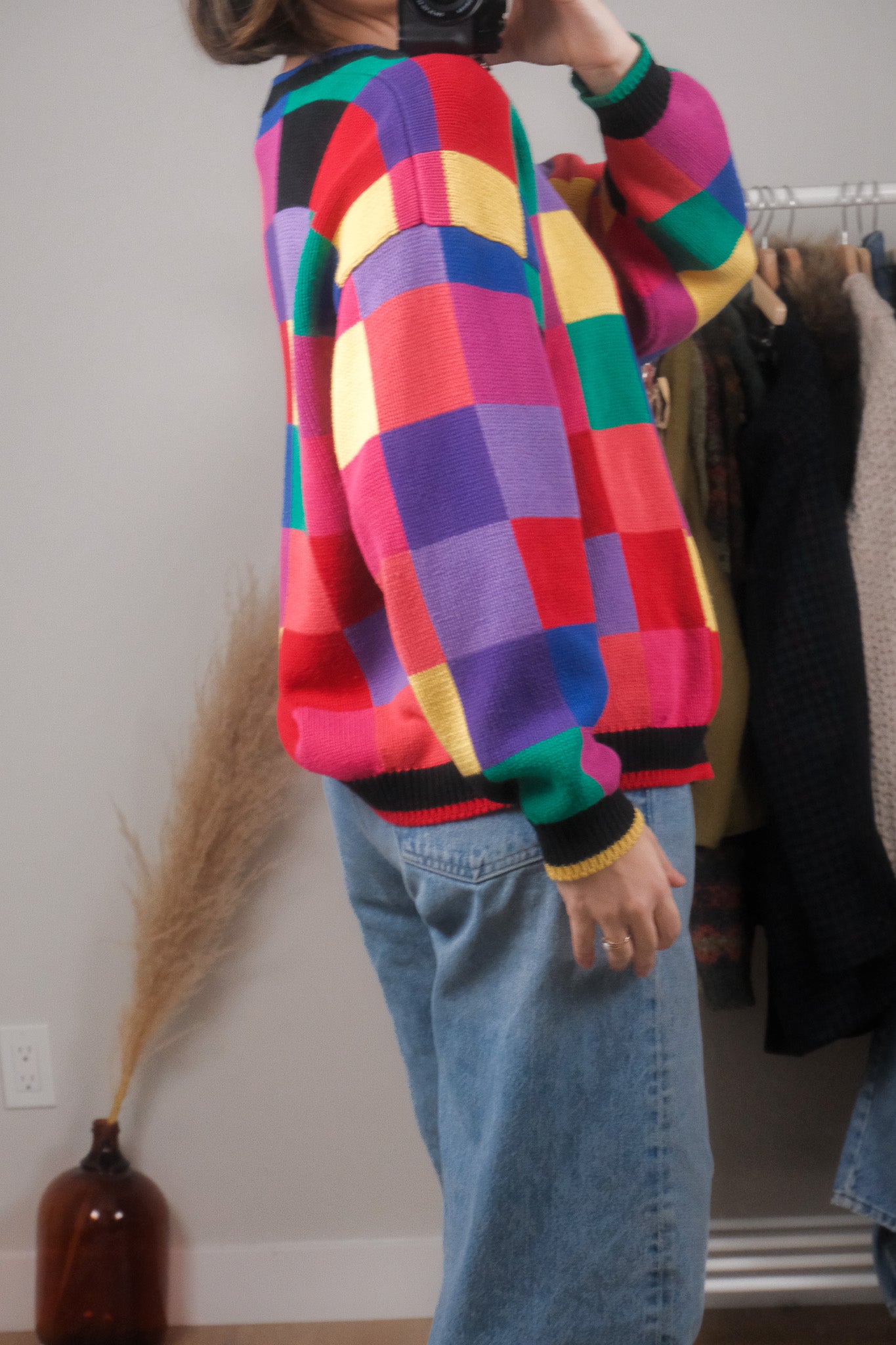 Vintage x Cotton Multicolour Checkered Cardigan (S/M)