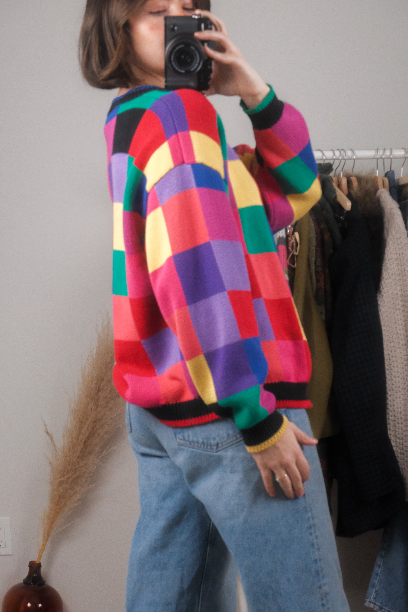 Vintage x Cotton Multicolour Checkered Cardigan (S/M)