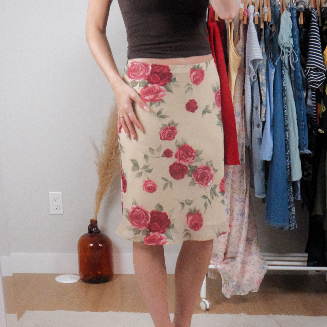 Vintage x Floral Midi Skirt (S)