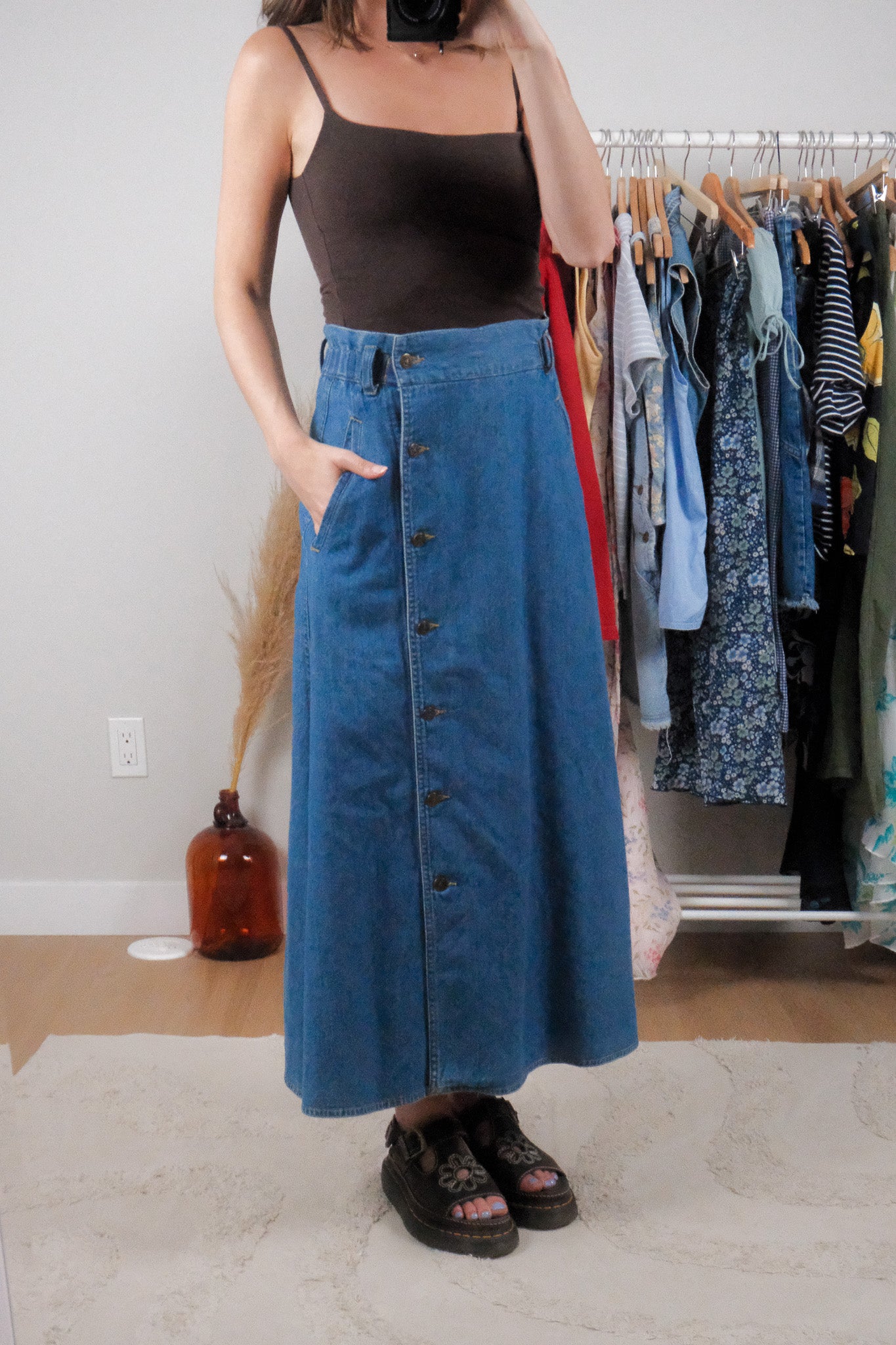 Vintage x Denim Button Maxi Skirt (4/6)