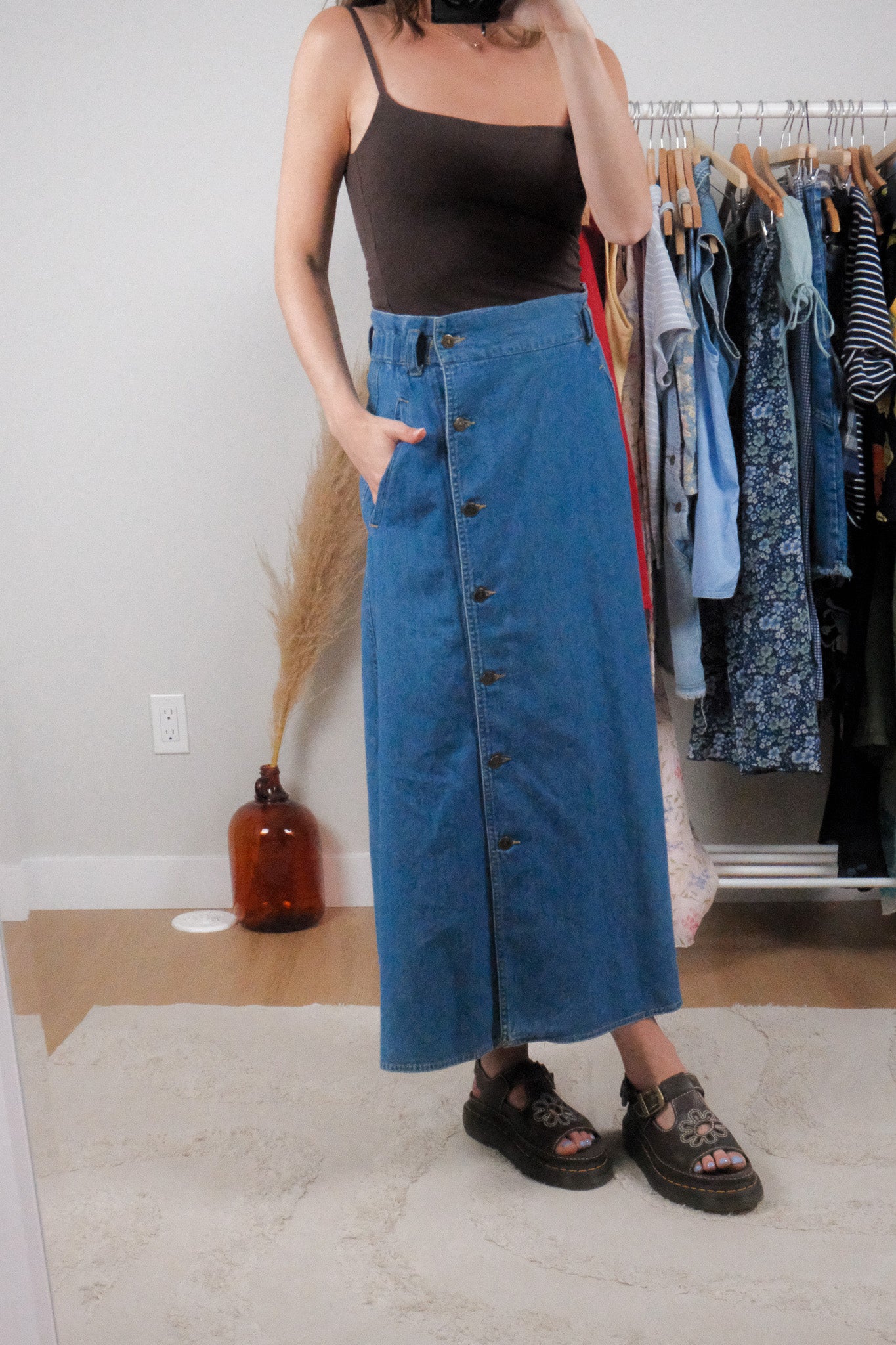 Vintage x Denim Button Maxi Skirt (4/6)