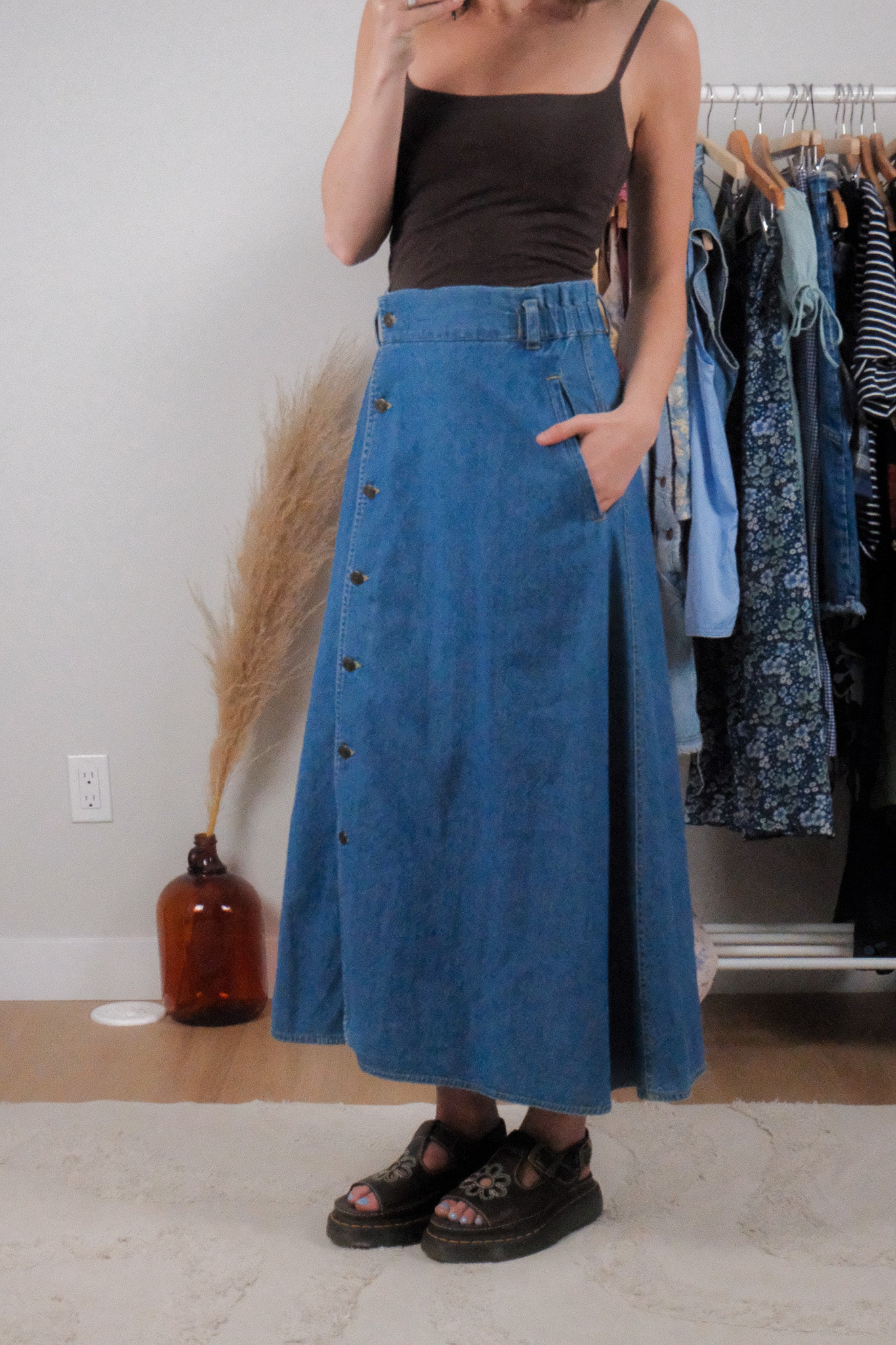 Vintage x Denim Button Maxi Skirt (4/6)