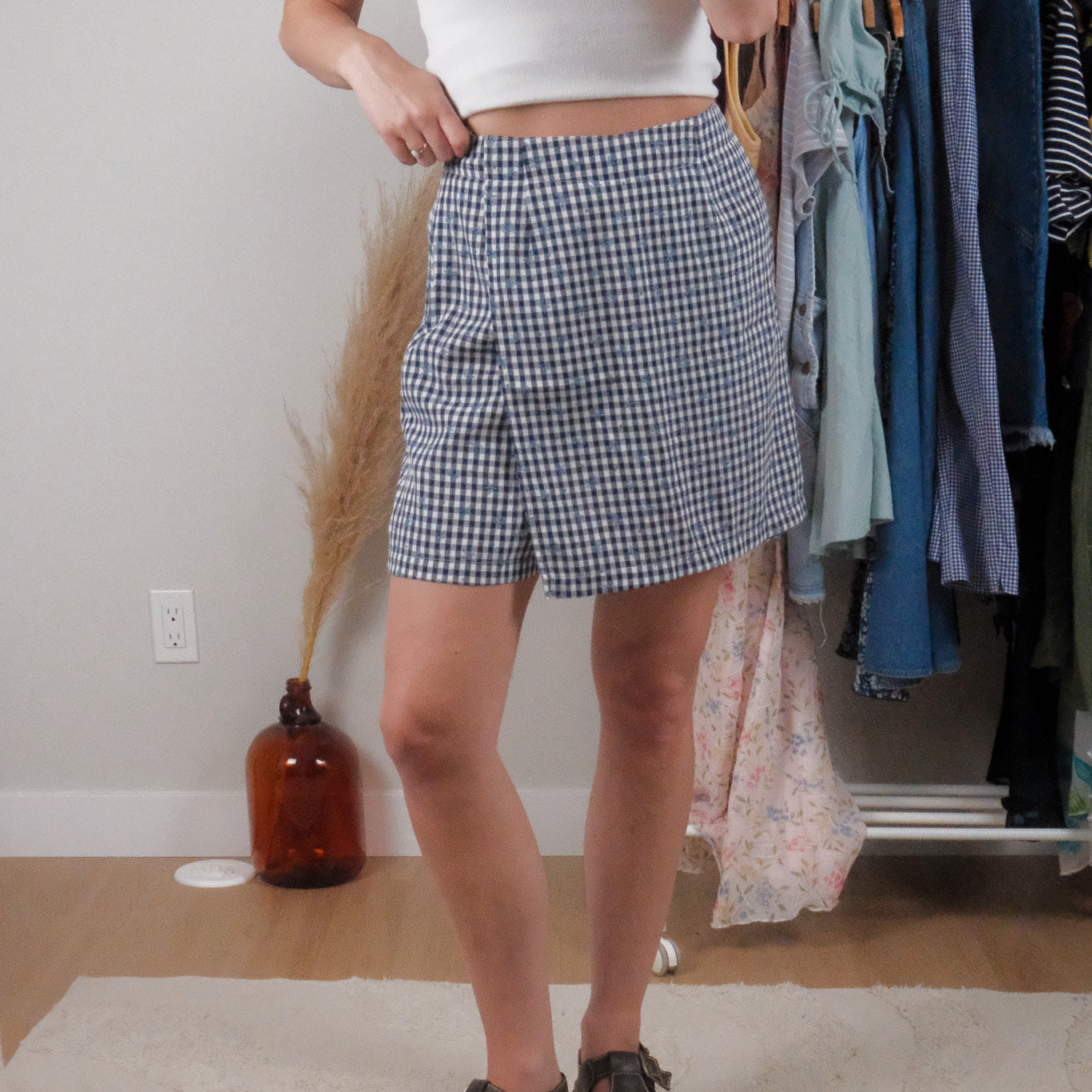 Made in Canada x Vintage x Gingham/Floral Skort (4)