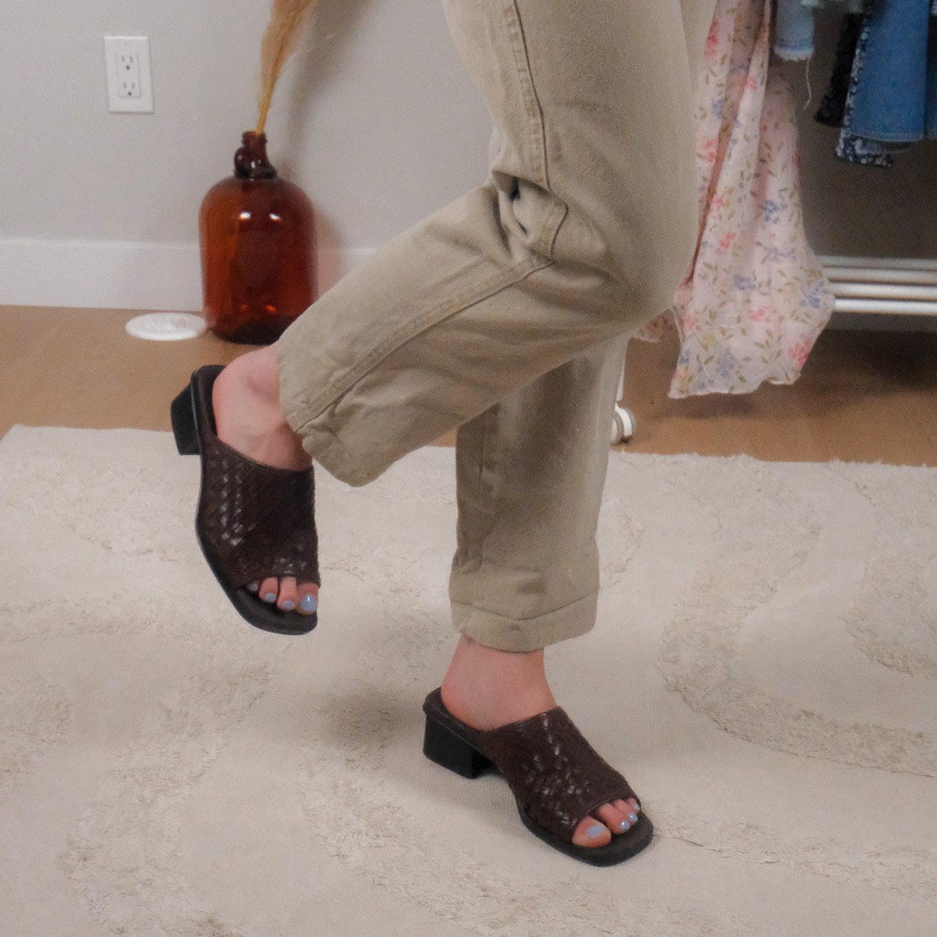 Vintage x Leather Woven Slides (7.5/8W)