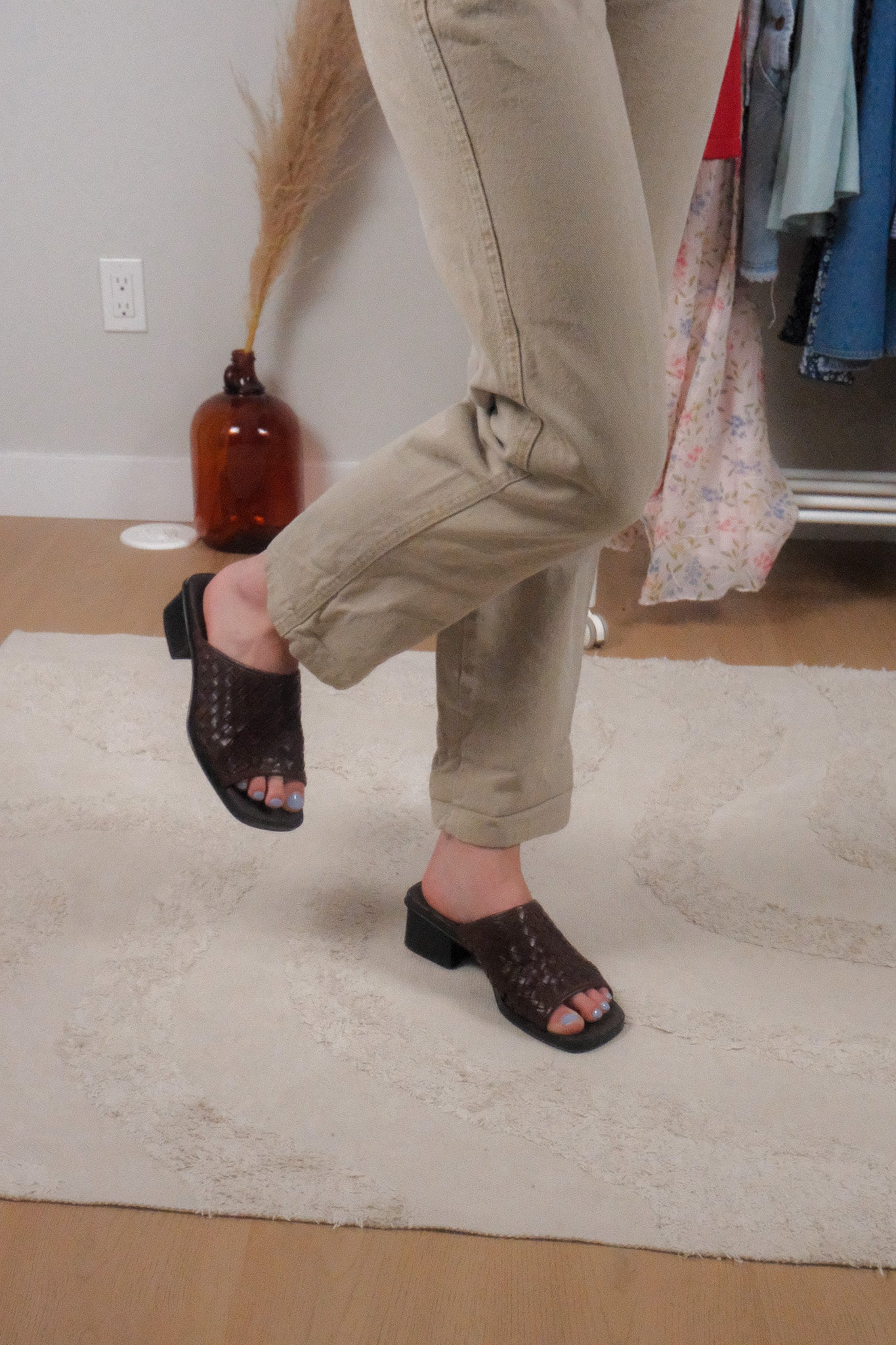 Vintage x Leather Woven Slides (7.5/8W)