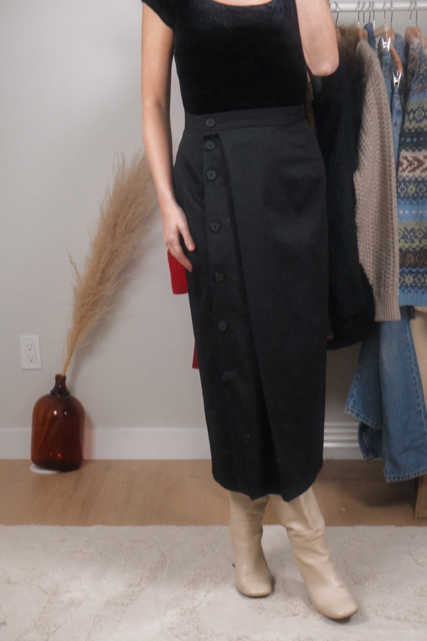 Made in Canada x Vintage x Pure Wool Asymmetrical Maxi Skirt (4/6)