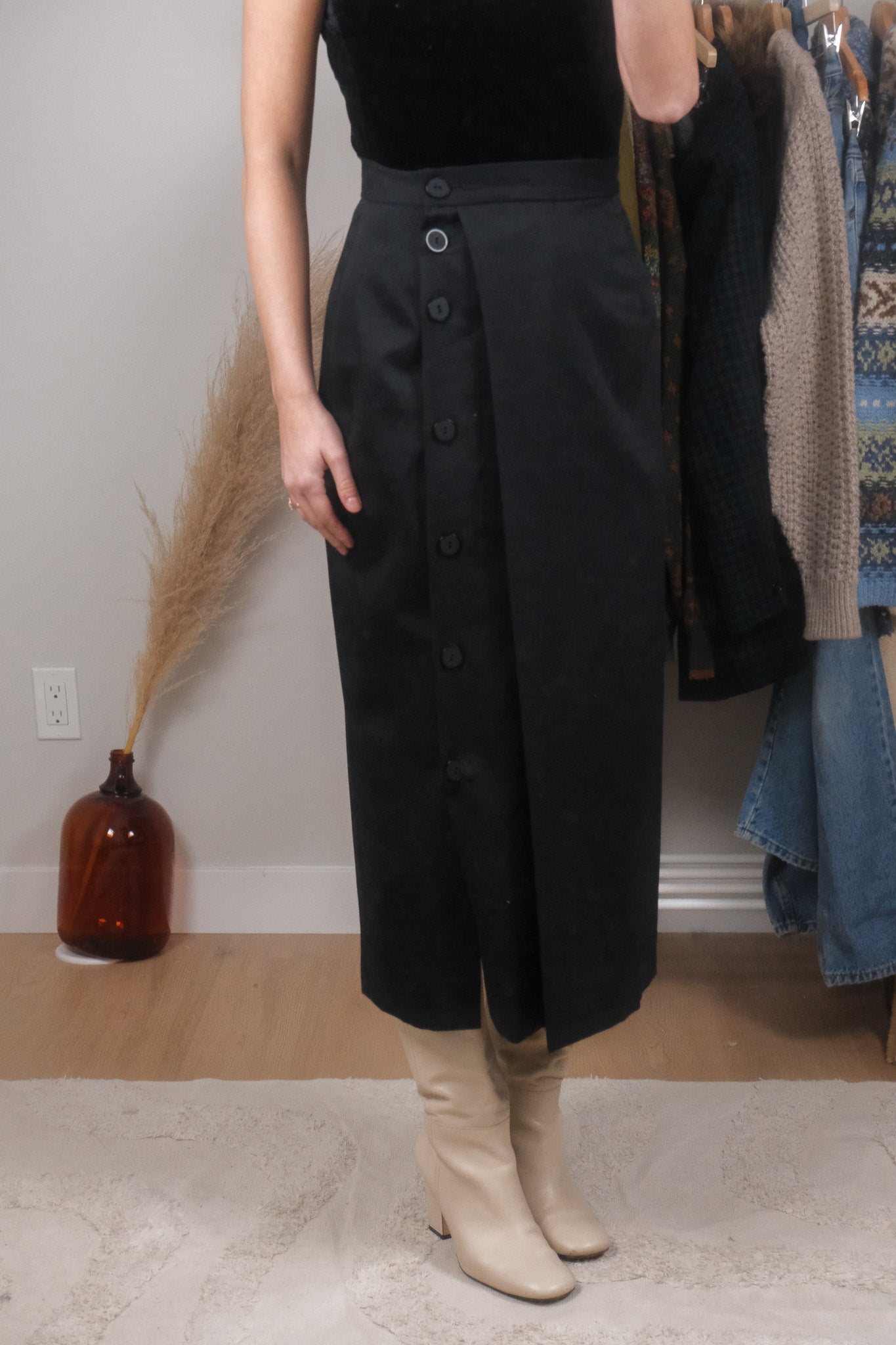 Made in Canada x Vintage x Pure Wool Asymmetrical Maxi Skirt (4/6)