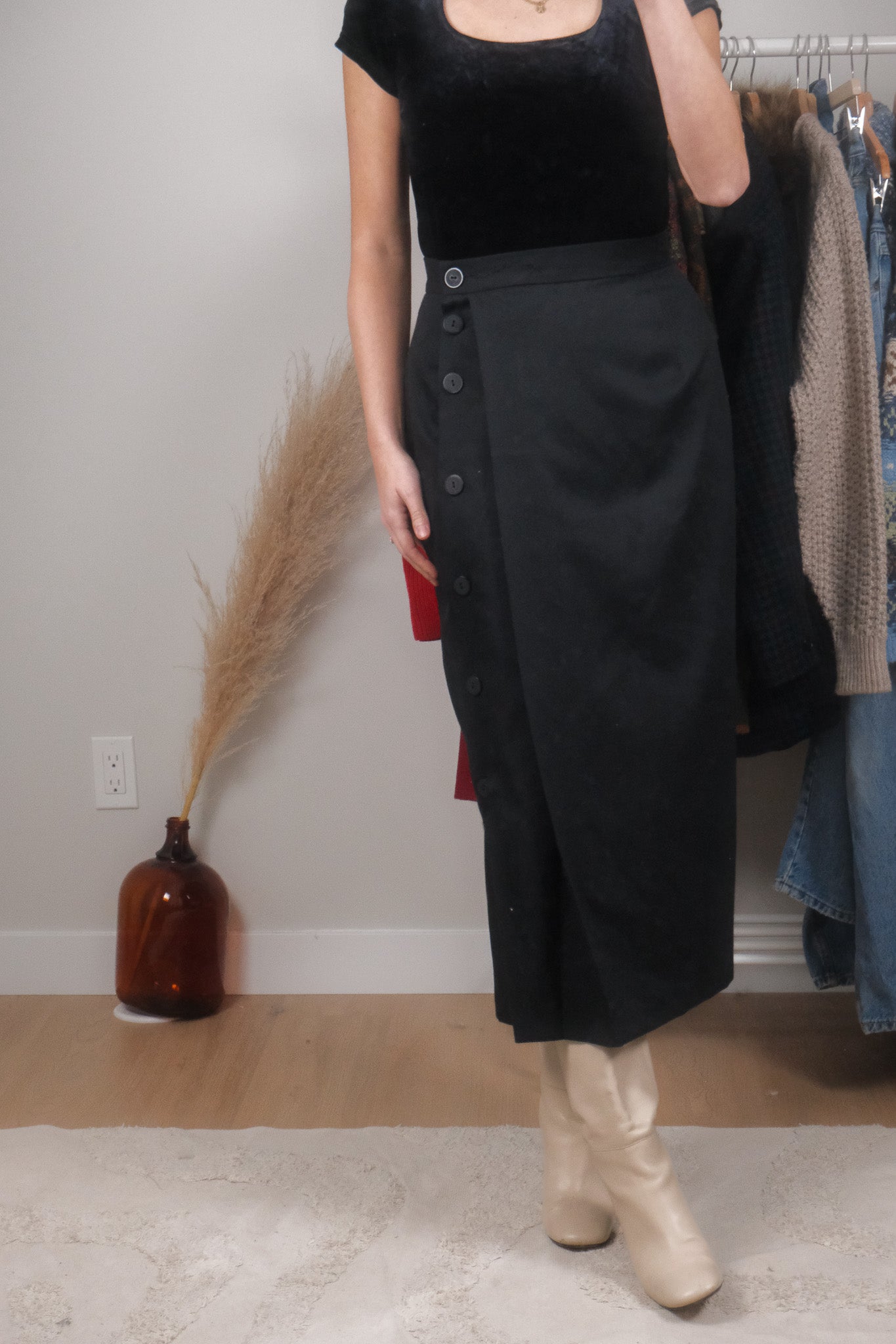Made in Canada x Vintage x Pure Wool Asymmetrical Maxi Skirt (4/6)