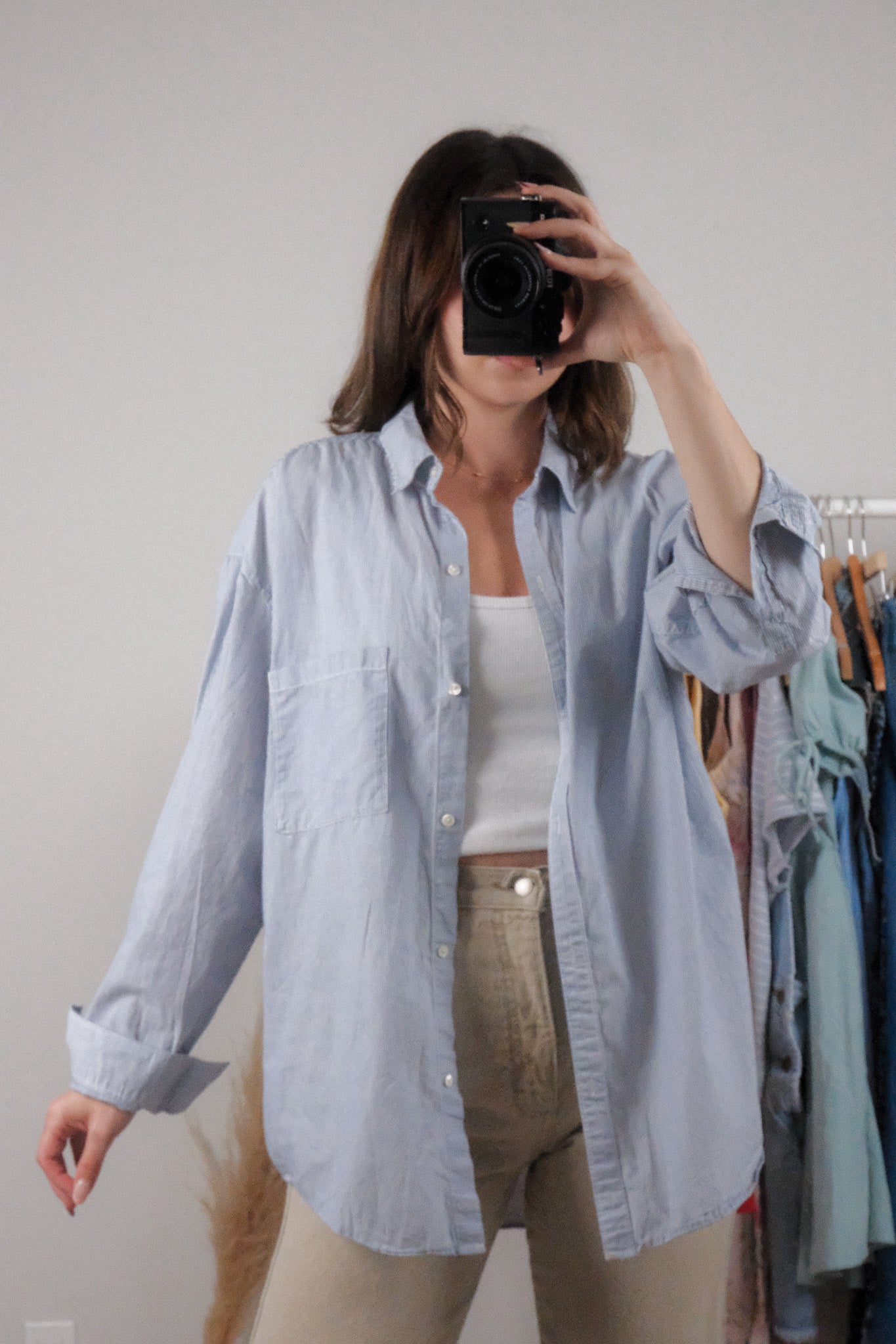 Modern x Aritzia x Cotton Pinstrip Button Down (M/L)