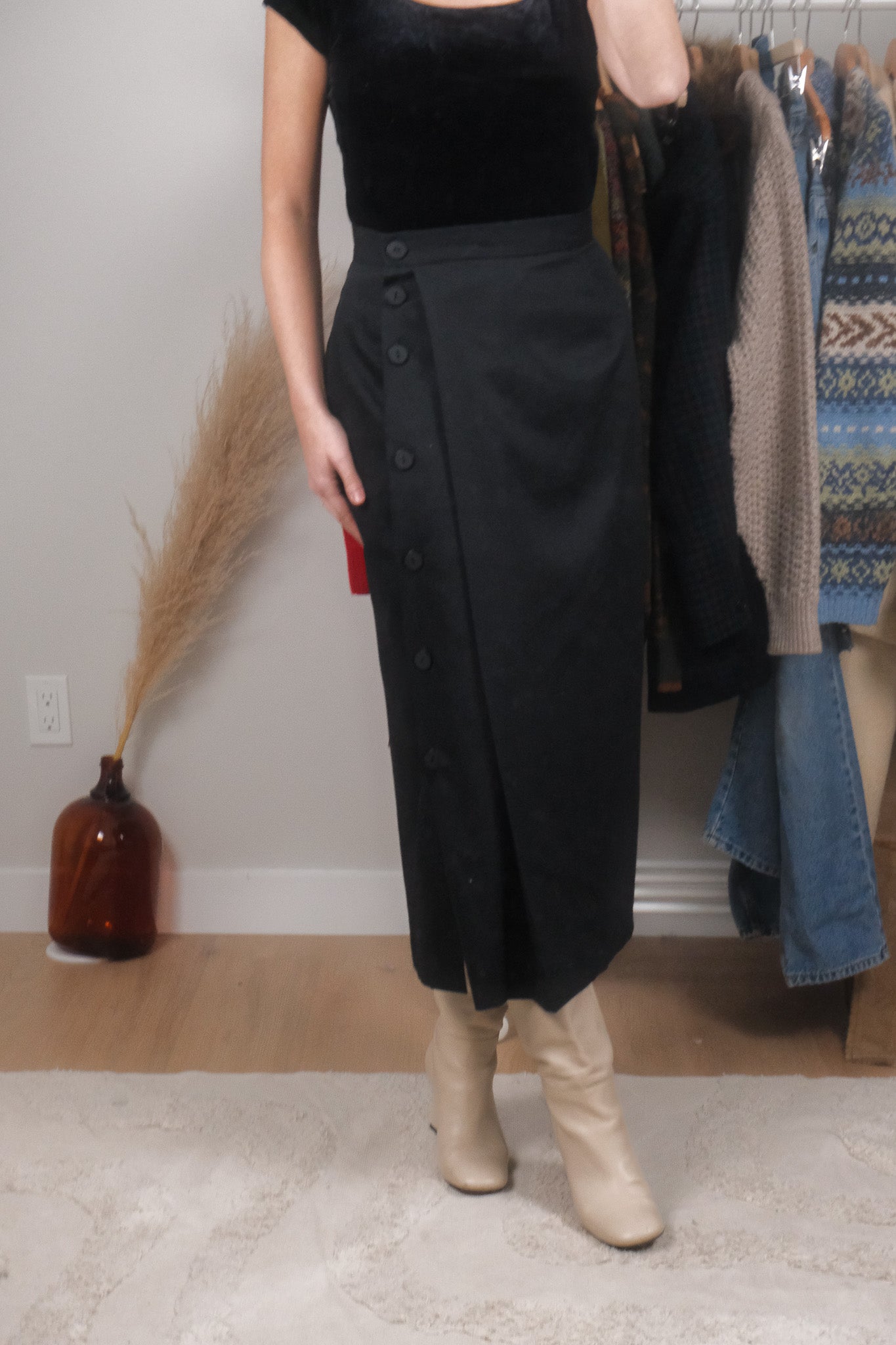 Made in Canada x Vintage x Pure Wool Asymmetrical Maxi Skirt (4/6)