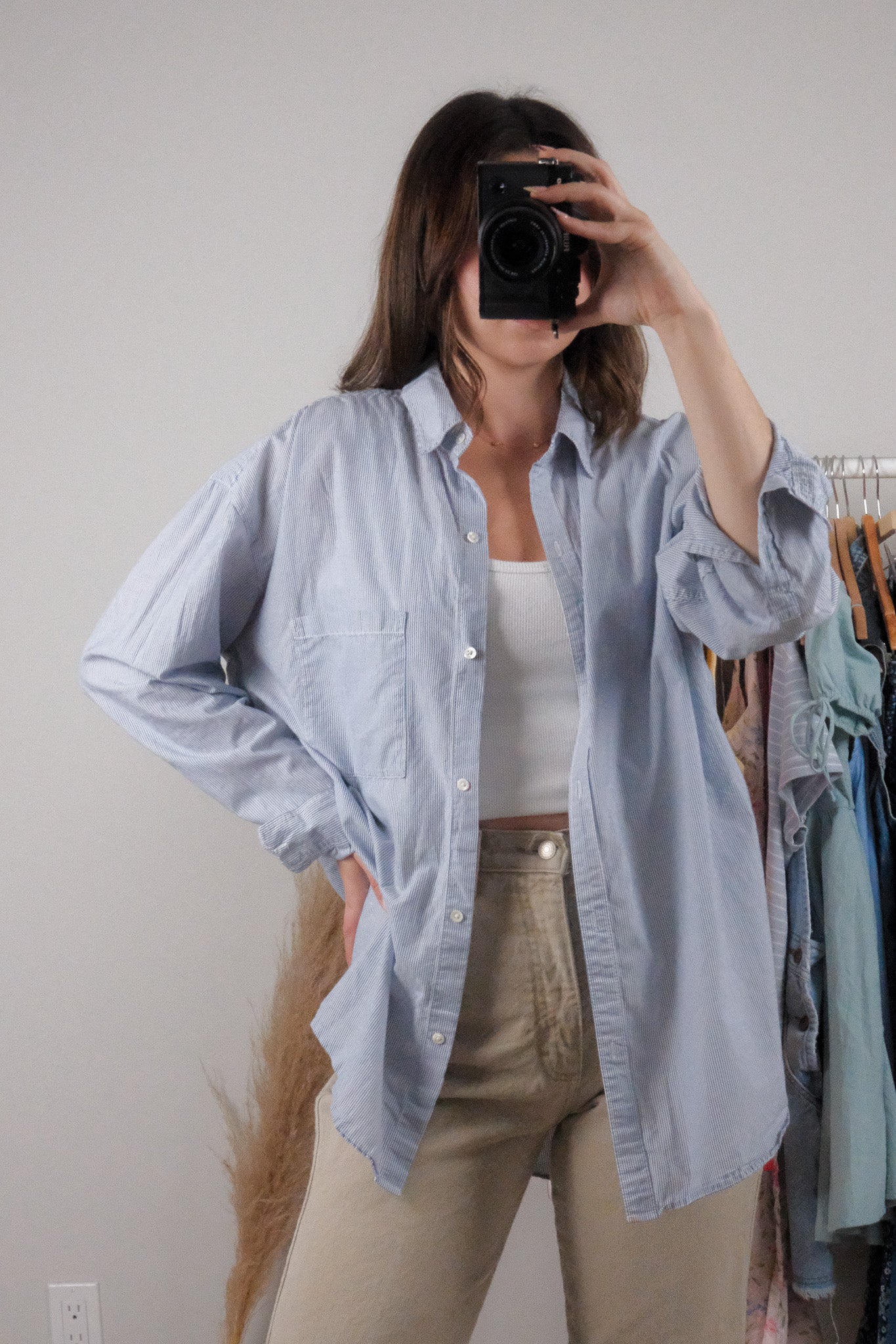 Modern x Aritzia x Cotton Pinstrip Button Down (M/L)