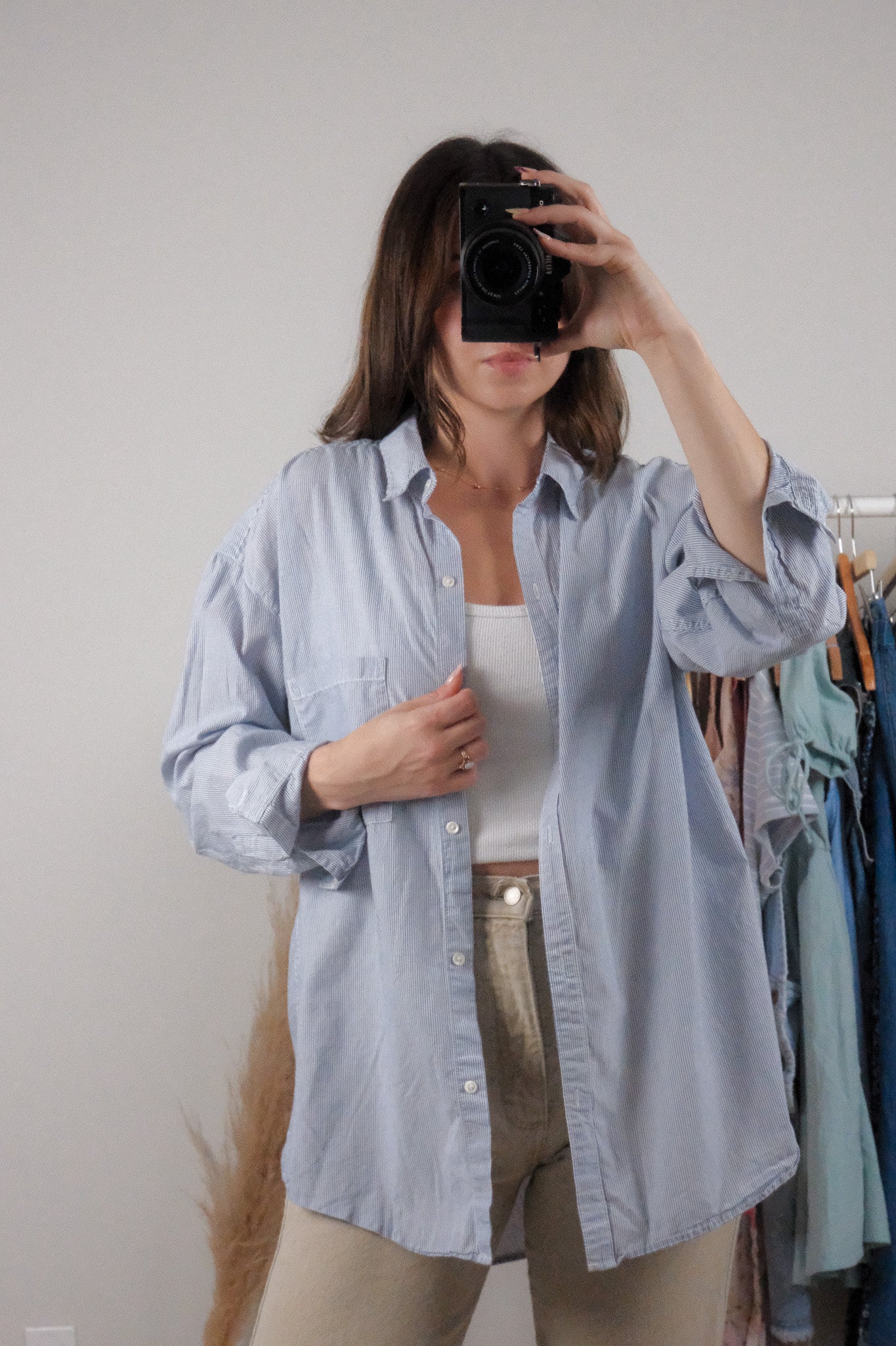 Modern x Aritzia x Cotton Pinstrip Button Down (M/L)