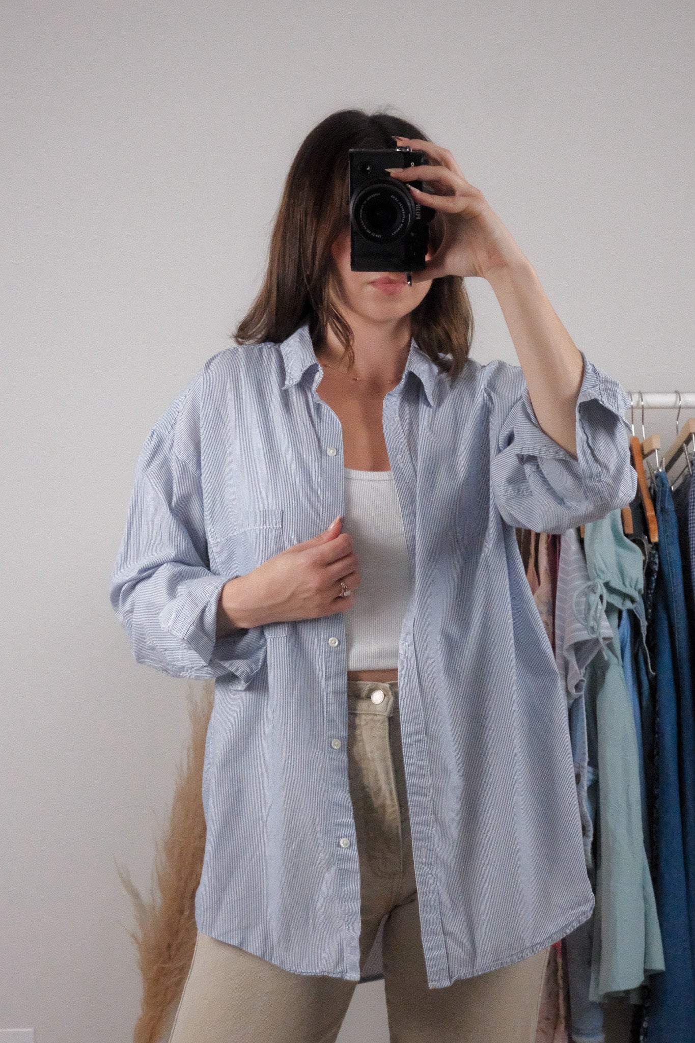 Modern x Aritzia x Cotton Pinstrip Button Down (M/L)
