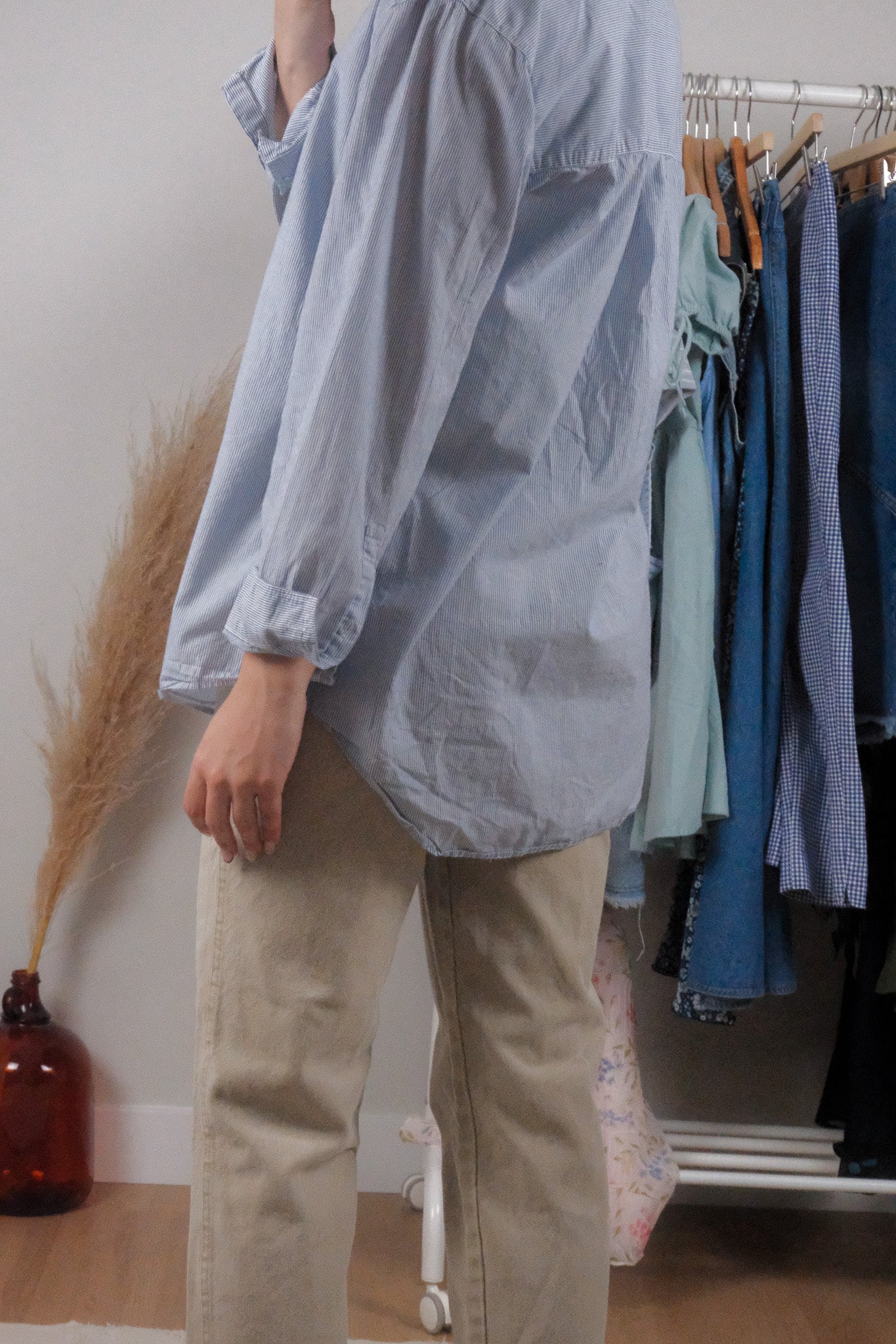 Modern x Aritzia x Cotton Pinstrip Button Down (M/L)