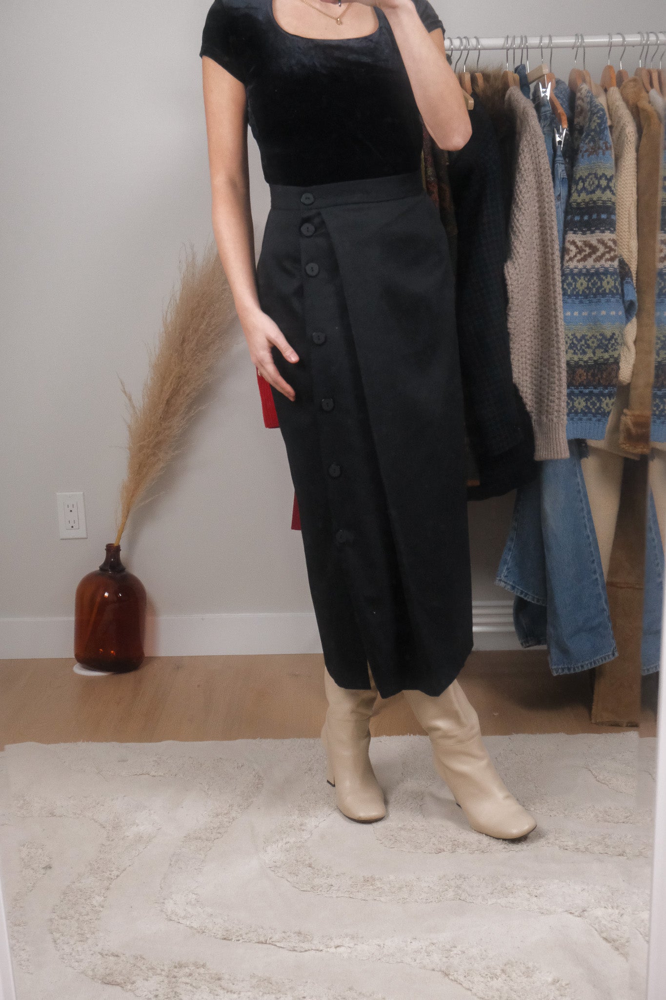 Made in Canada x Vintage x Pure Wool Asymmetrical Maxi Skirt (4/6)