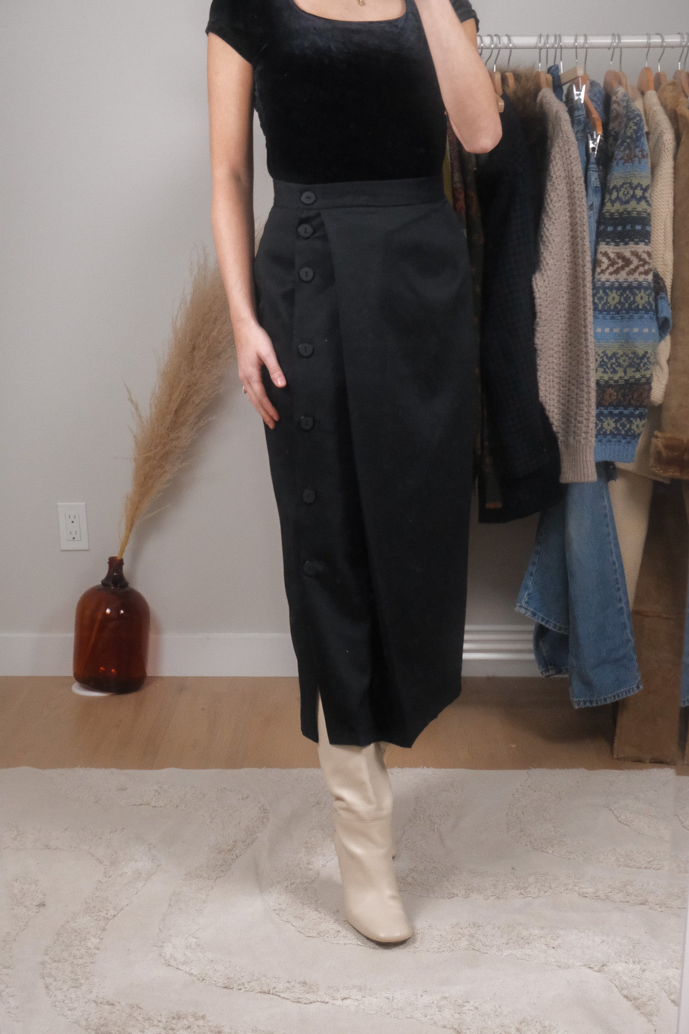 Made in Canada x Vintage x Pure Wool Asymmetrical Maxi Skirt (4/6)