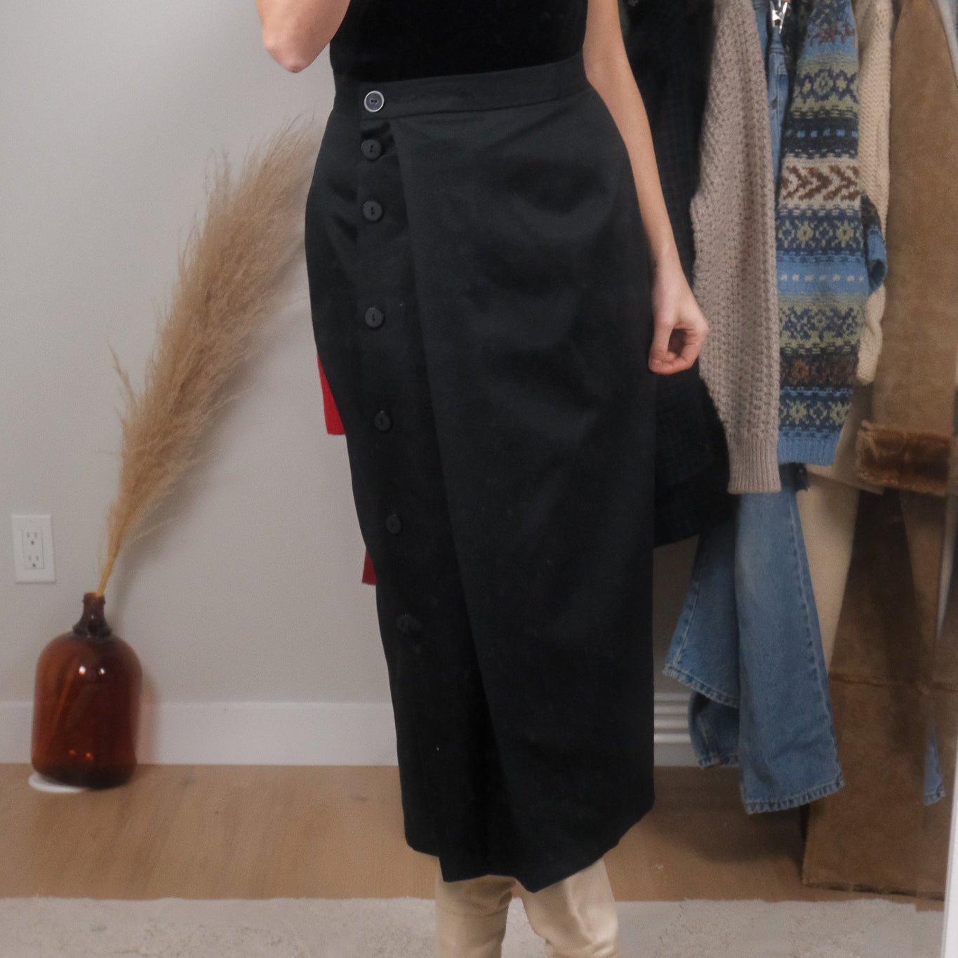 Made in Canada x Vintage x Pure Wool Asymmetrical Maxi Skirt (4/6)