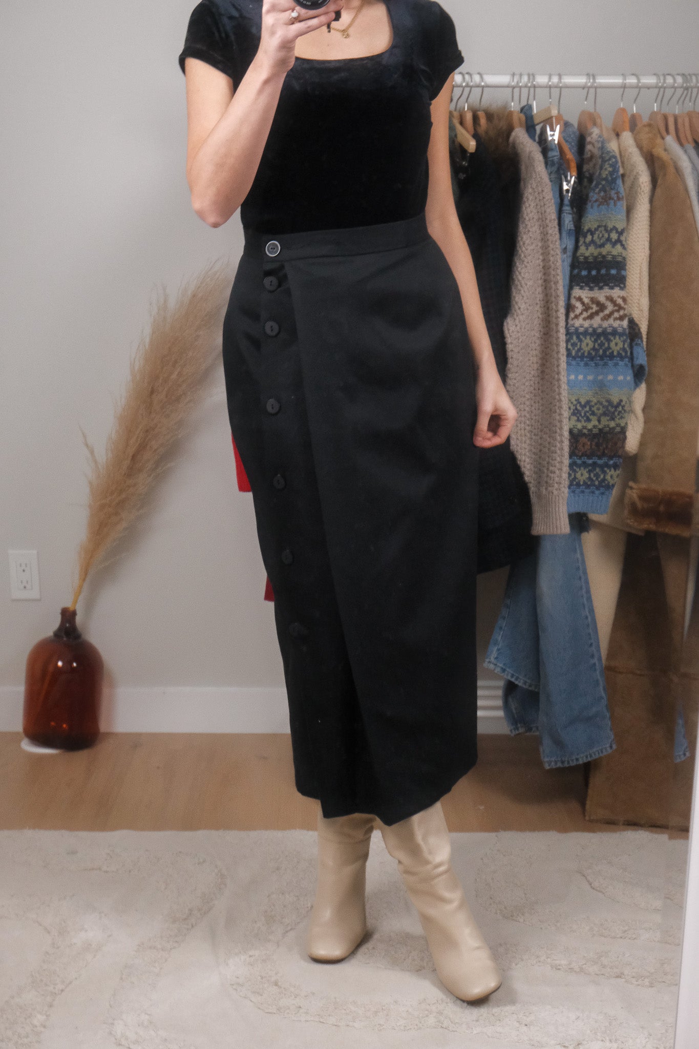 Made in Canada x Vintage x Pure Wool Asymmetrical Maxi Skirt (4/6)
