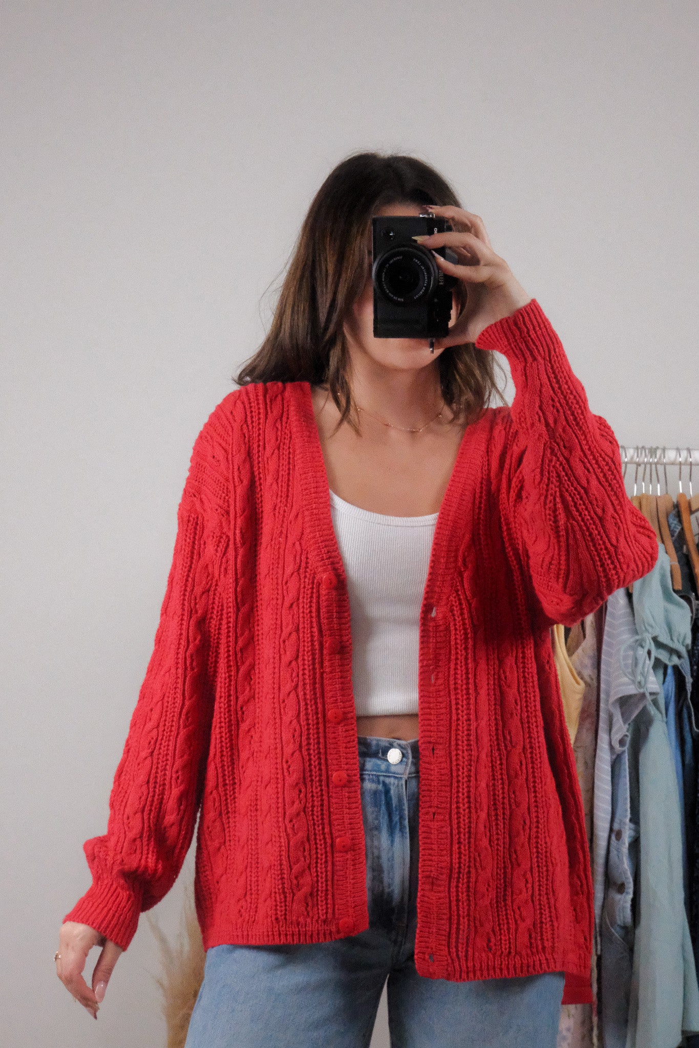 Vintage x Cotton/Ramie Textured Cardigan (L)