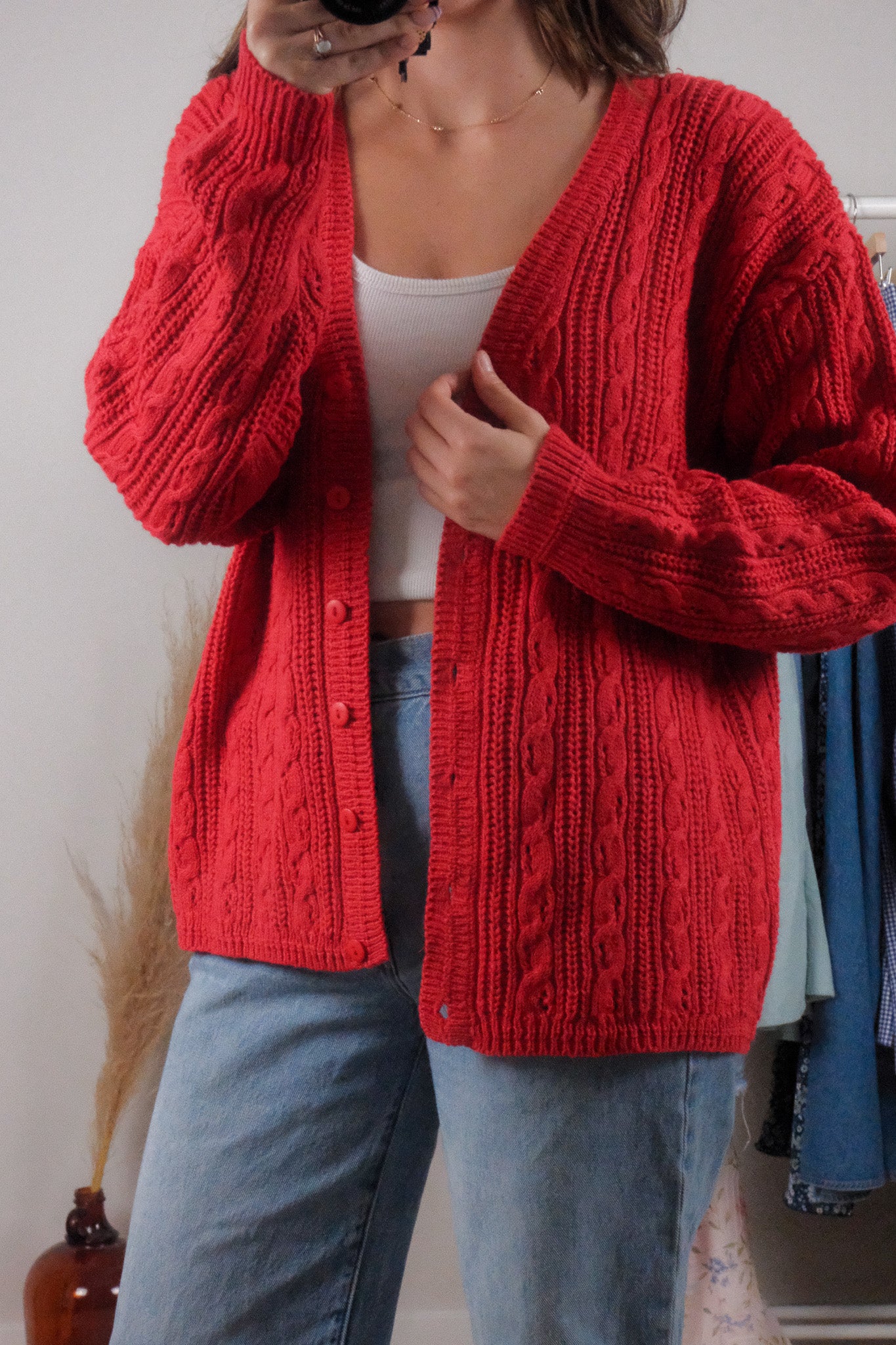 Vintage x Cotton/Ramie Textured Cardigan (L)