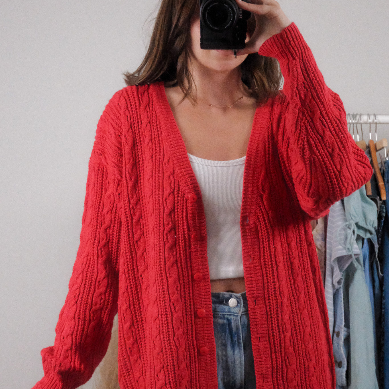 Vintage x Cotton/Ramie Textured Cardigan (L)