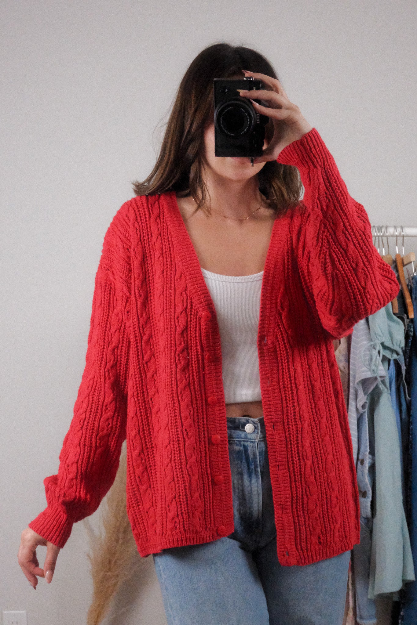 Vintage x Cotton/Ramie Textured Cardigan (L)
