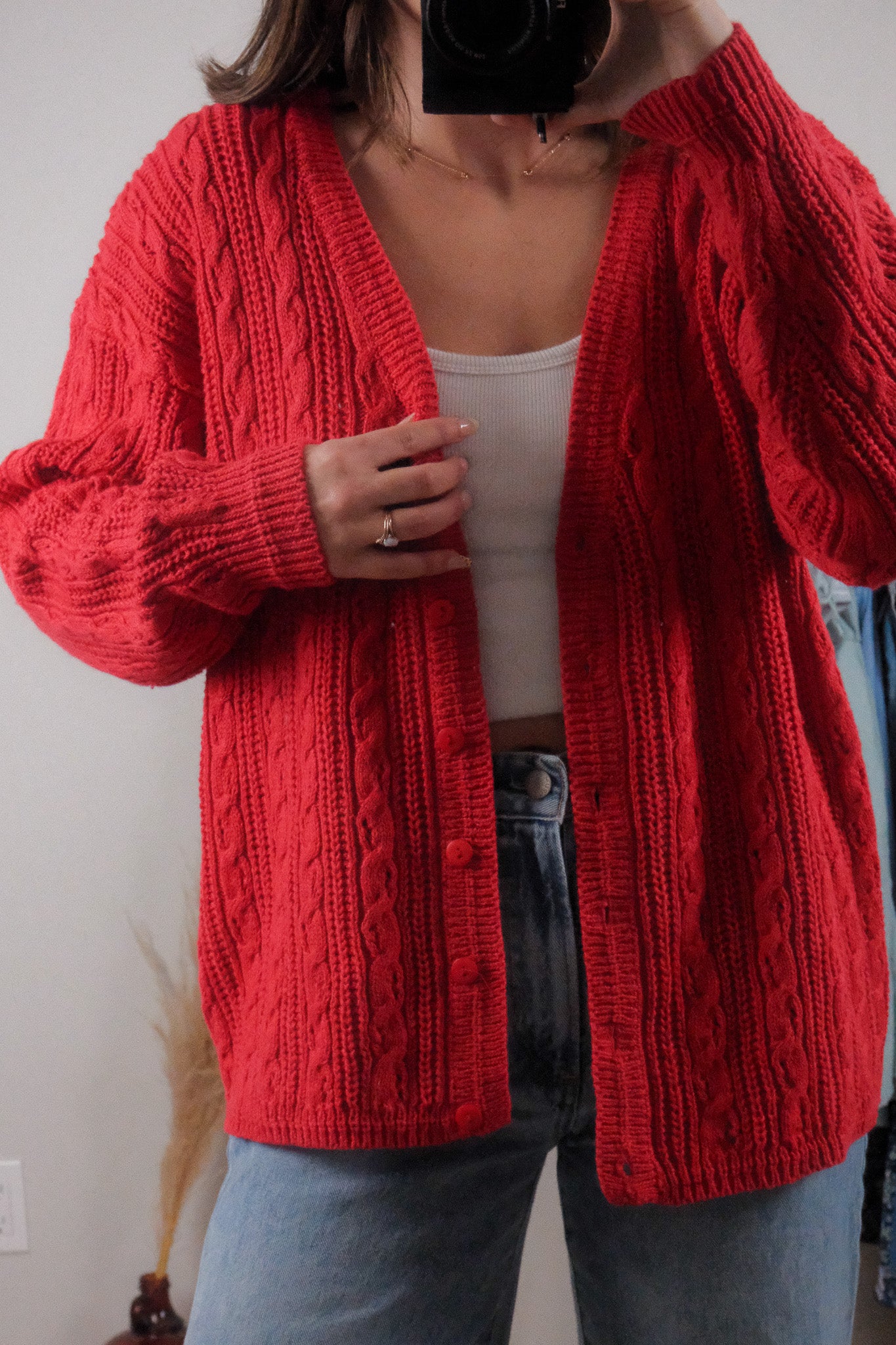 Vintage x Cotton/Ramie Textured Cardigan (L)