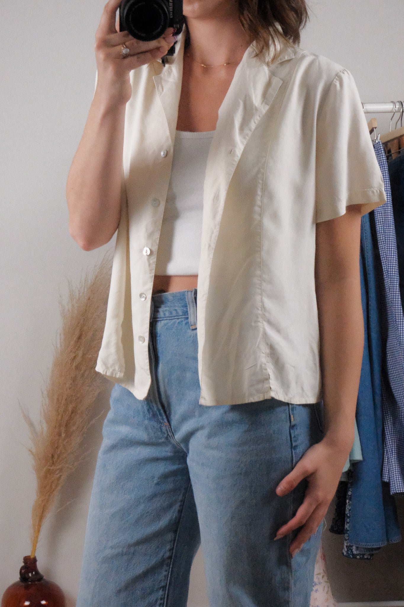 Vintage x 100% Silk Button Down (M)