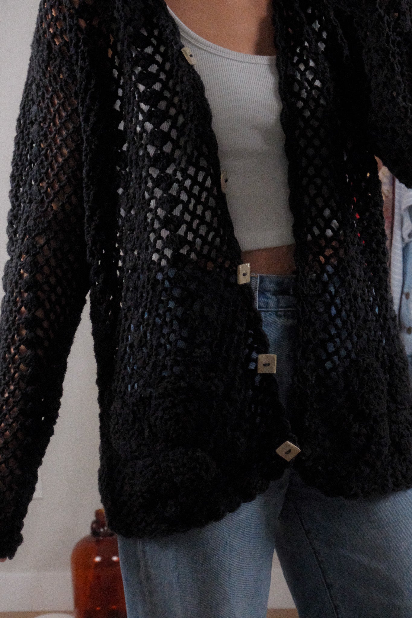 Vintage x Cotton Crochet Butterfly Cardigan (L/XL)