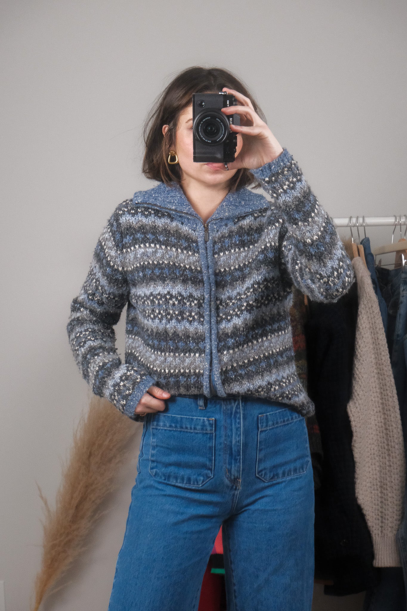 Vintage x Wool Blend Collared Zip Up (S)