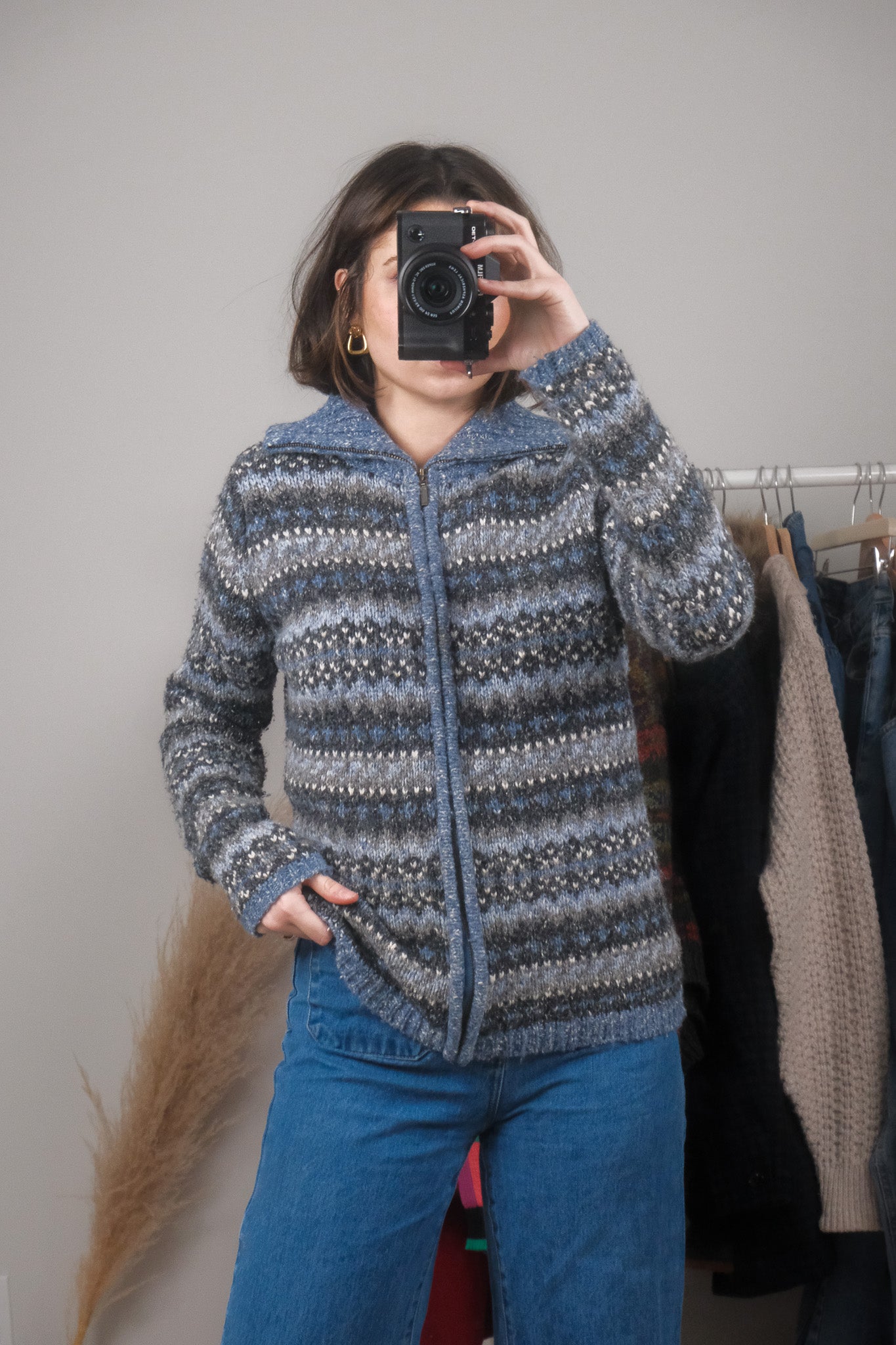 Vintage x Wool Blend Collared Zip Up (S)