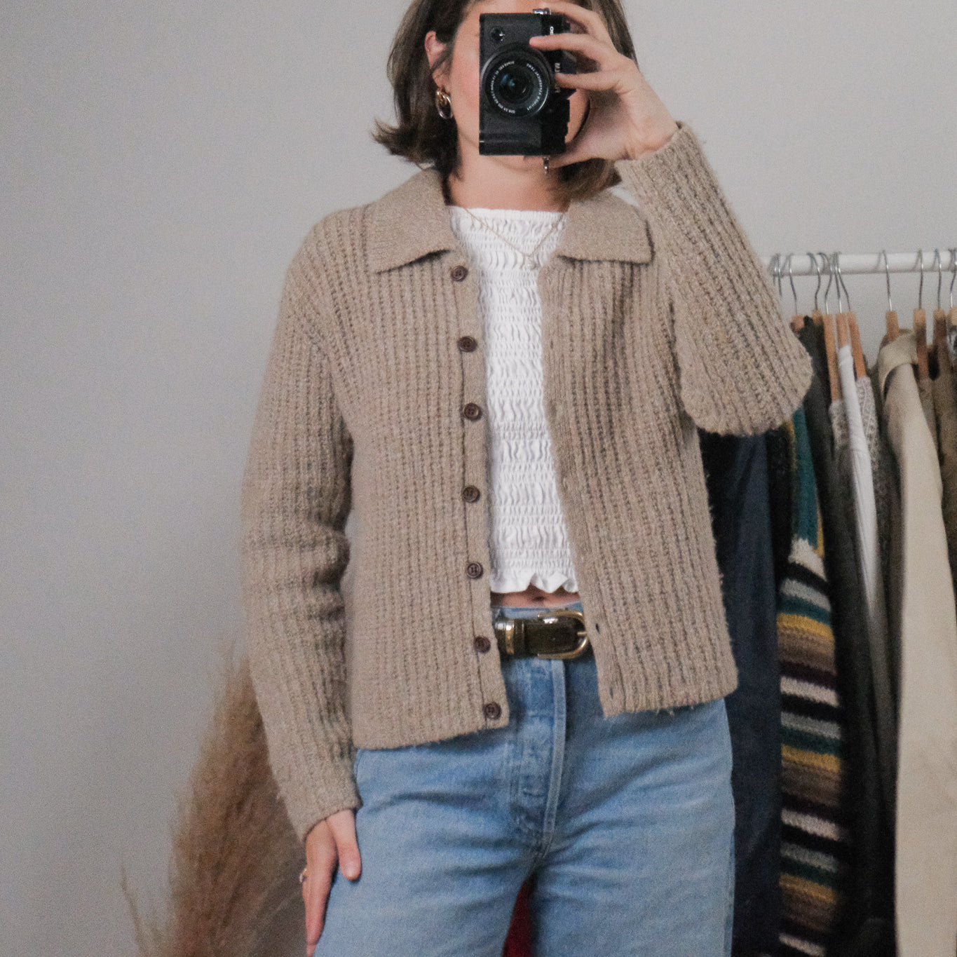 Vintage x Wool Blend Collared Cardigan (S)