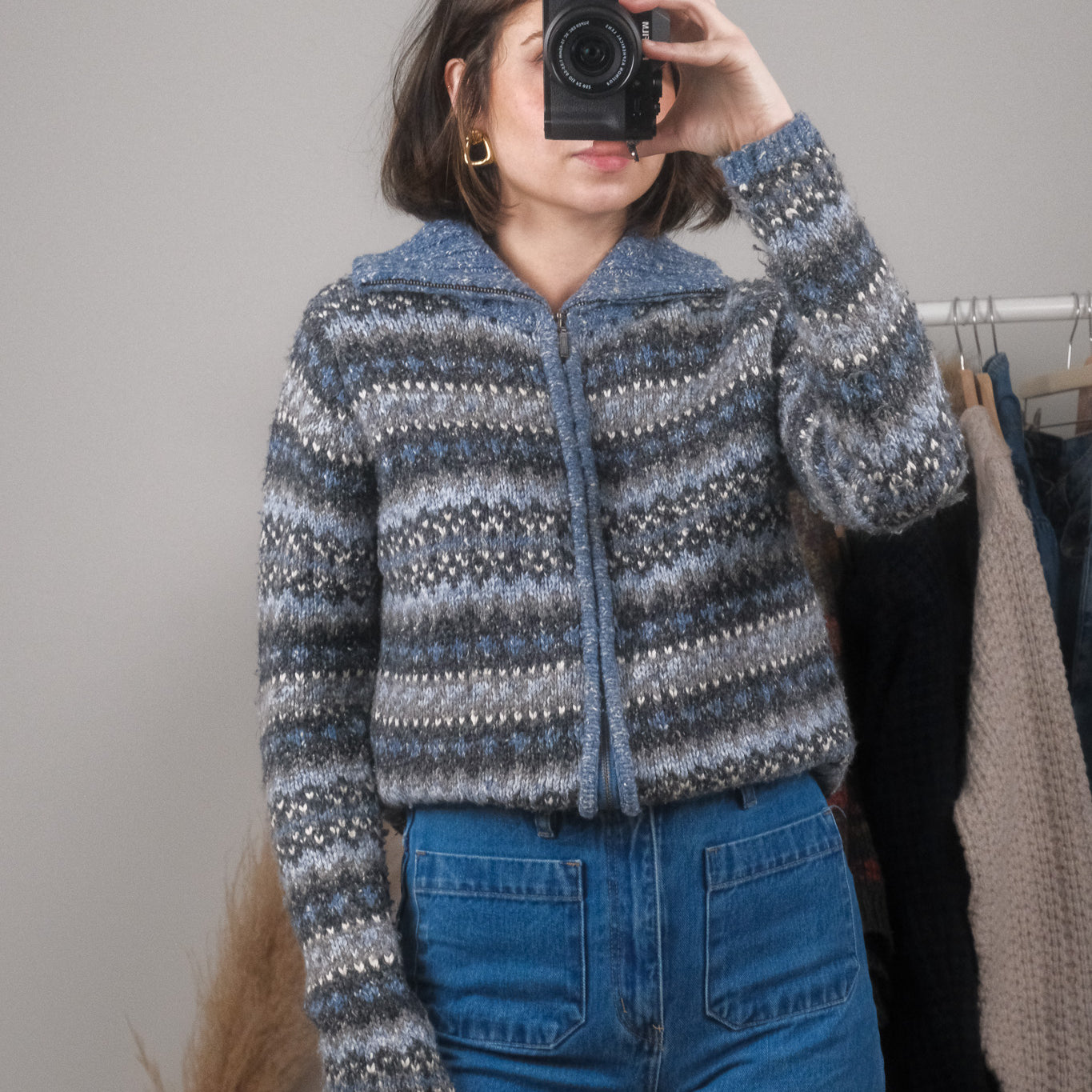 Vintage x Wool Blend Collared Zip Up (S)