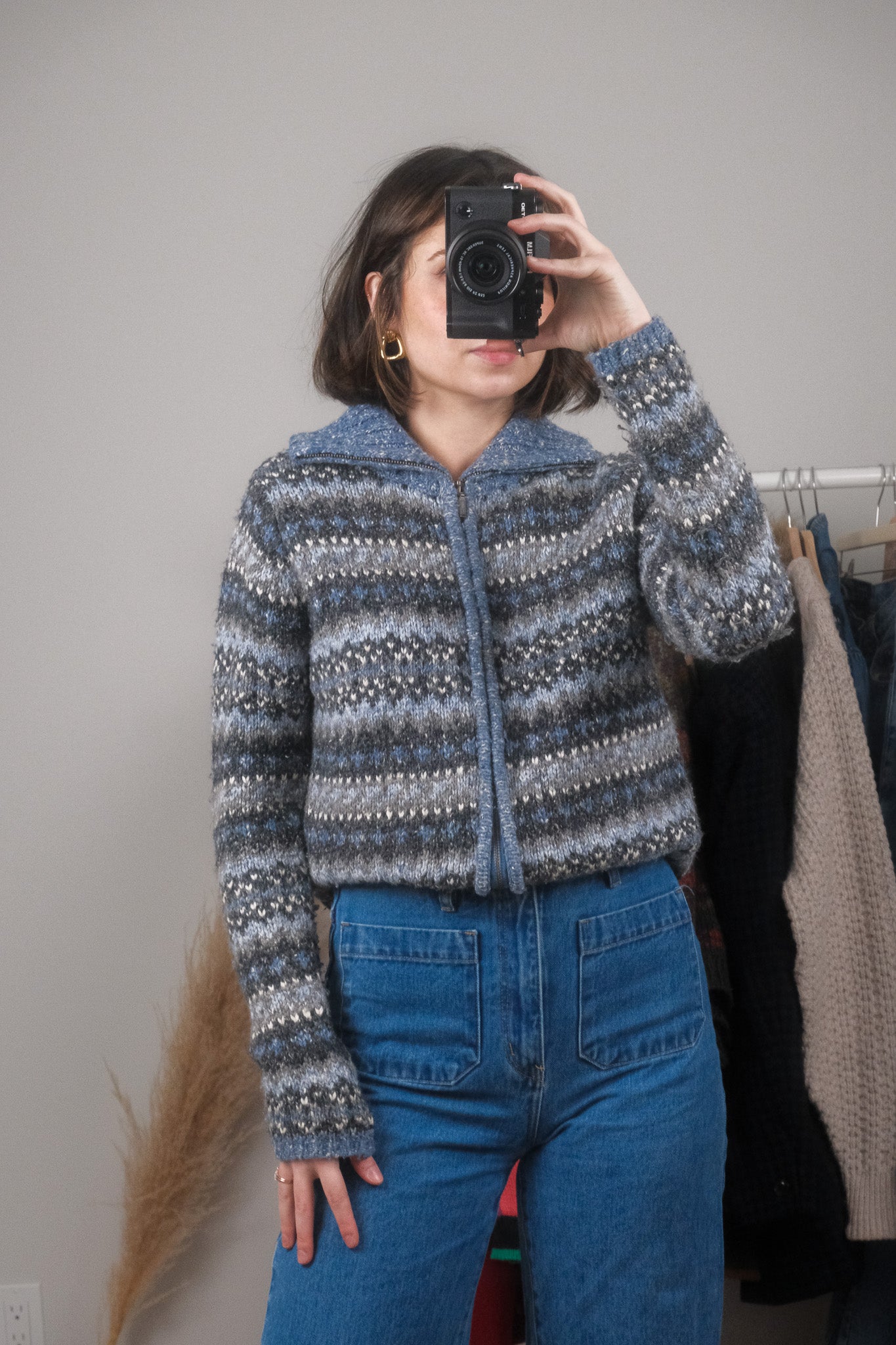 Vintage x Wool Blend Collared Zip Up (S)