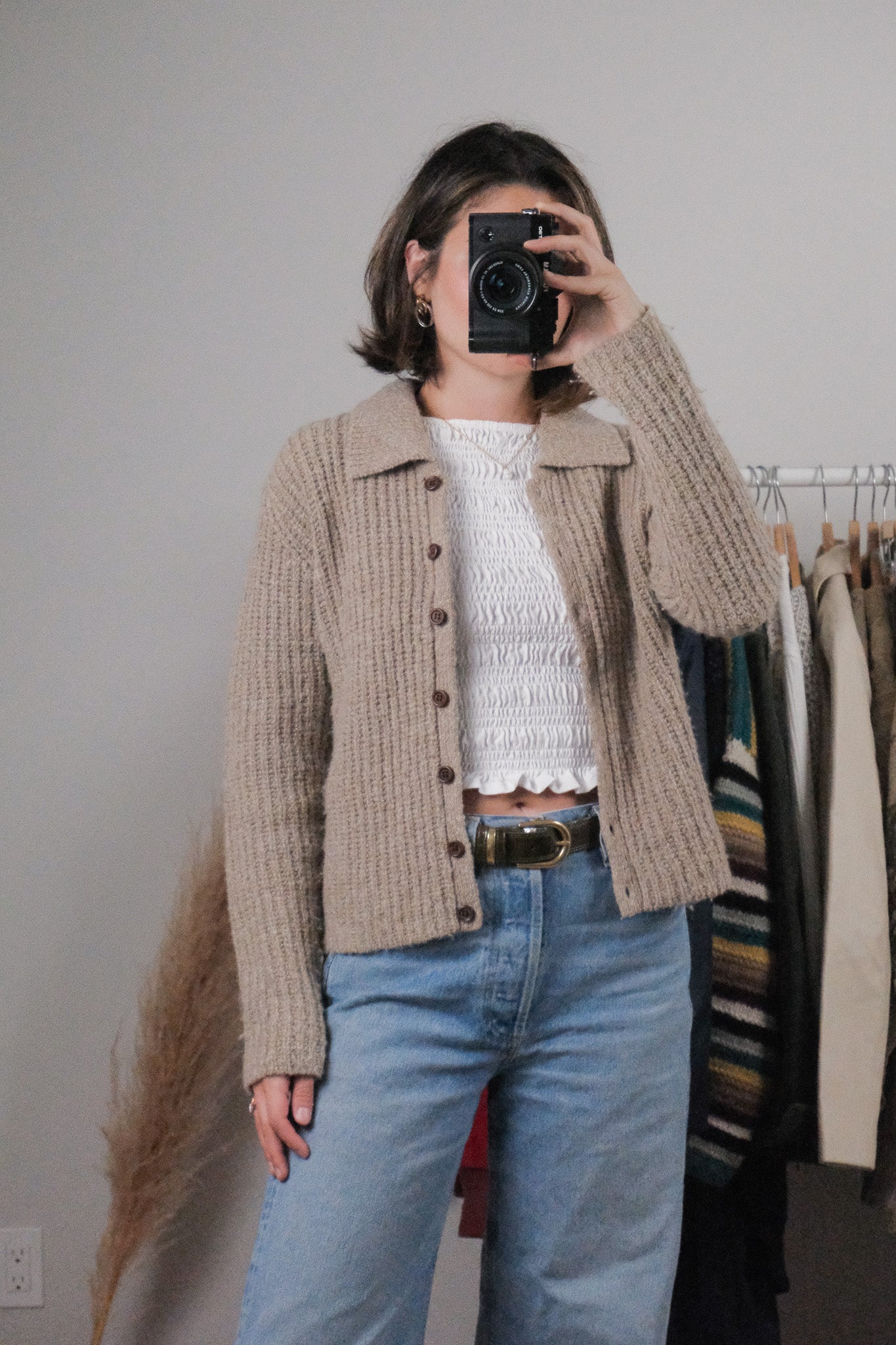 Vintage x Wool Blend Collared Cardigan (S)
