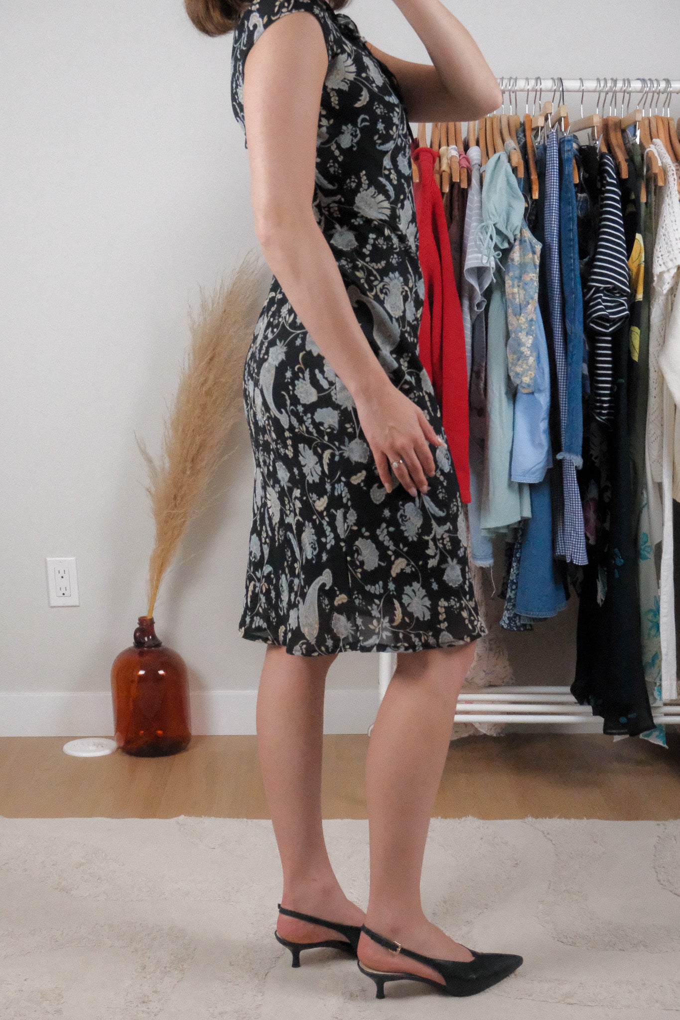 Made in Canada x Vintage x Paisley Keyhole Midi Dress (XS/S)