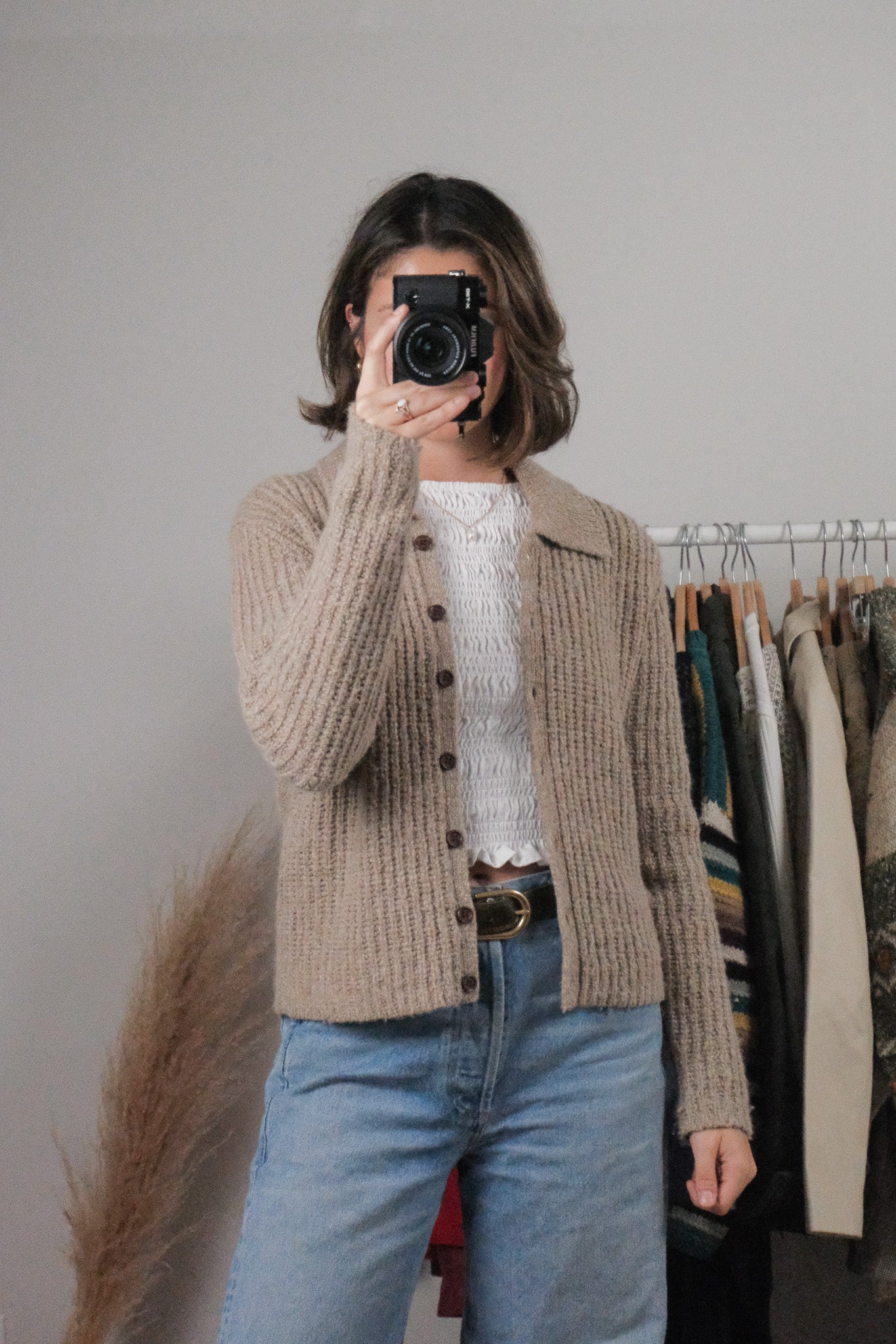 Vintage x Wool Blend Collared Cardigan (S)