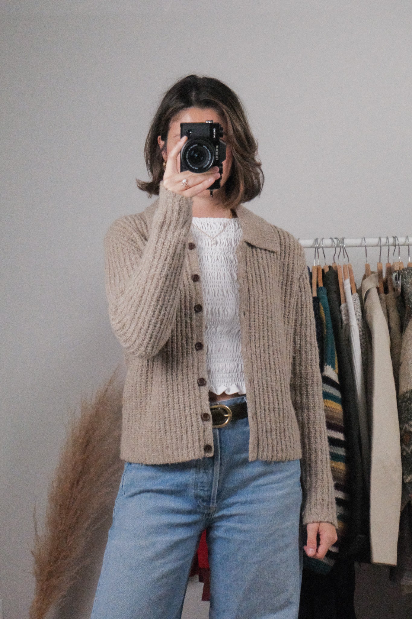 Vintage x Wool Blend Collared Cardigan (S)