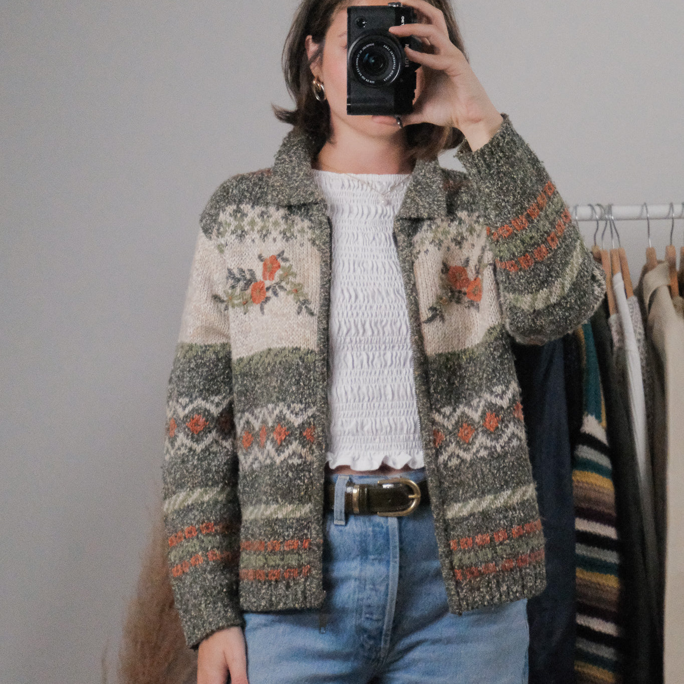 Vintage x Wool Blend Embroidered Zip Up (S)