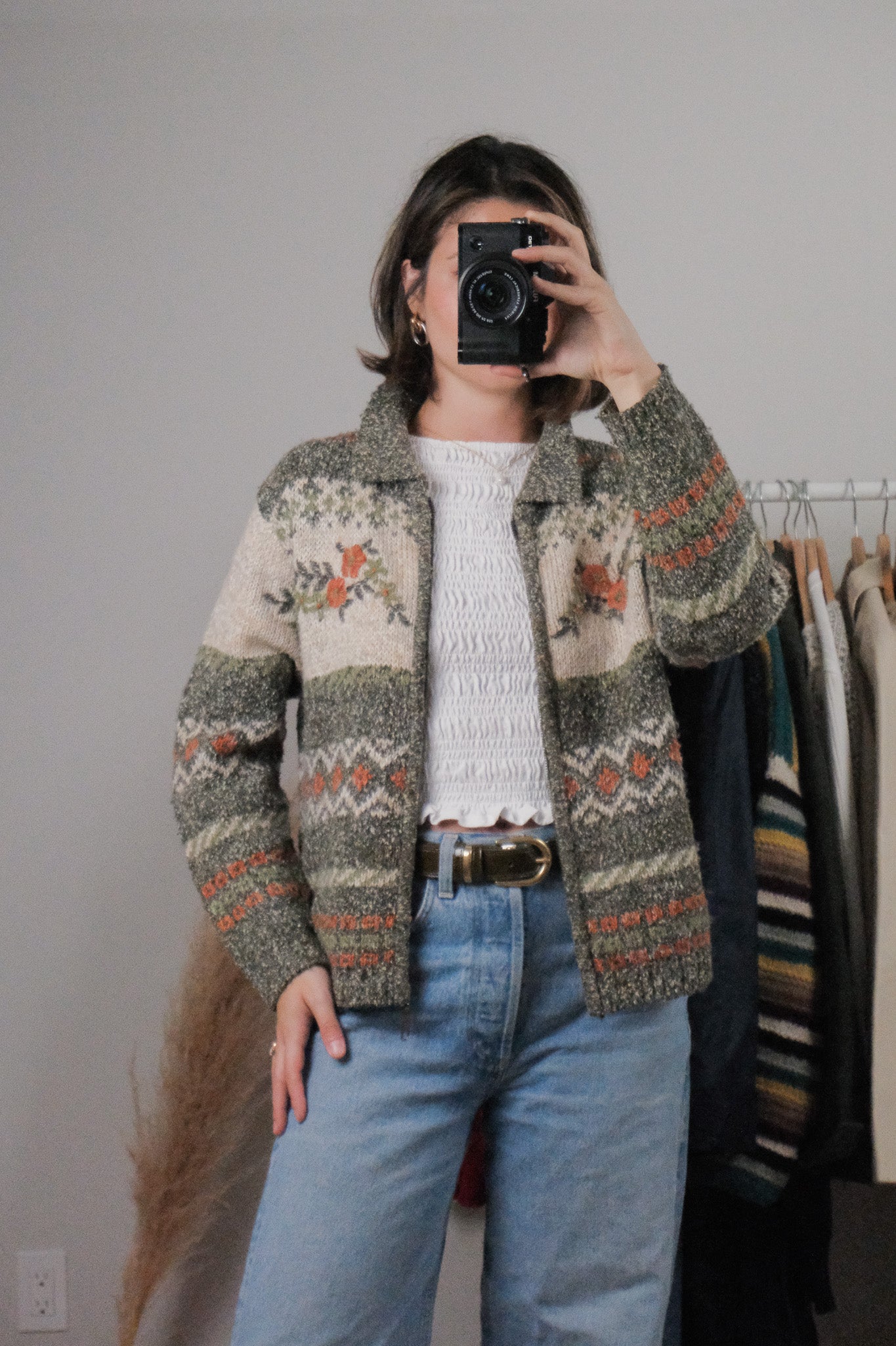 Vintage x Wool Blend Embroidered Zip Up (S)