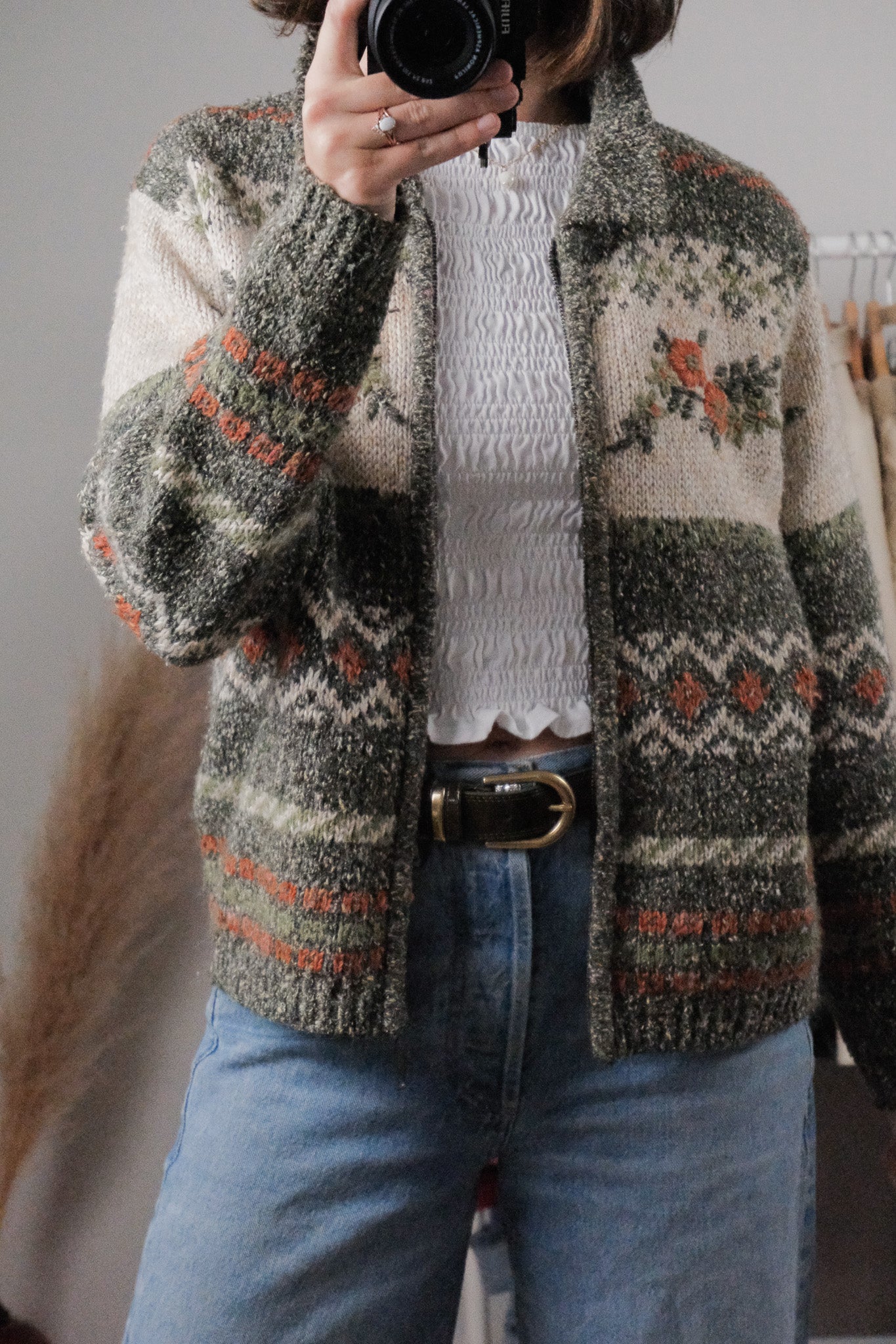 Vintage x Wool Blend Embroidered Zip Up (S)