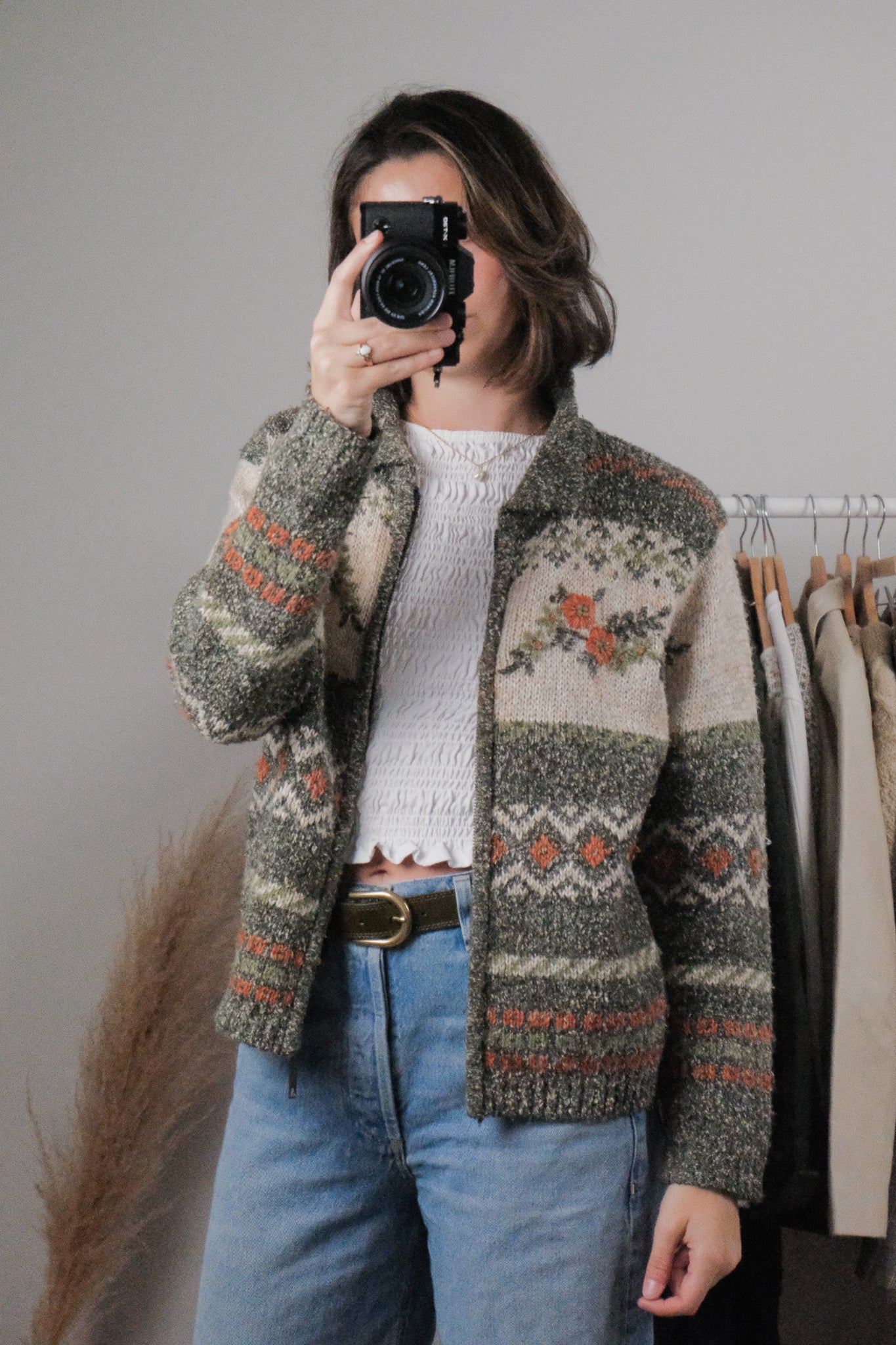 Vintage x Wool Blend Embroidered Zip Up (S)