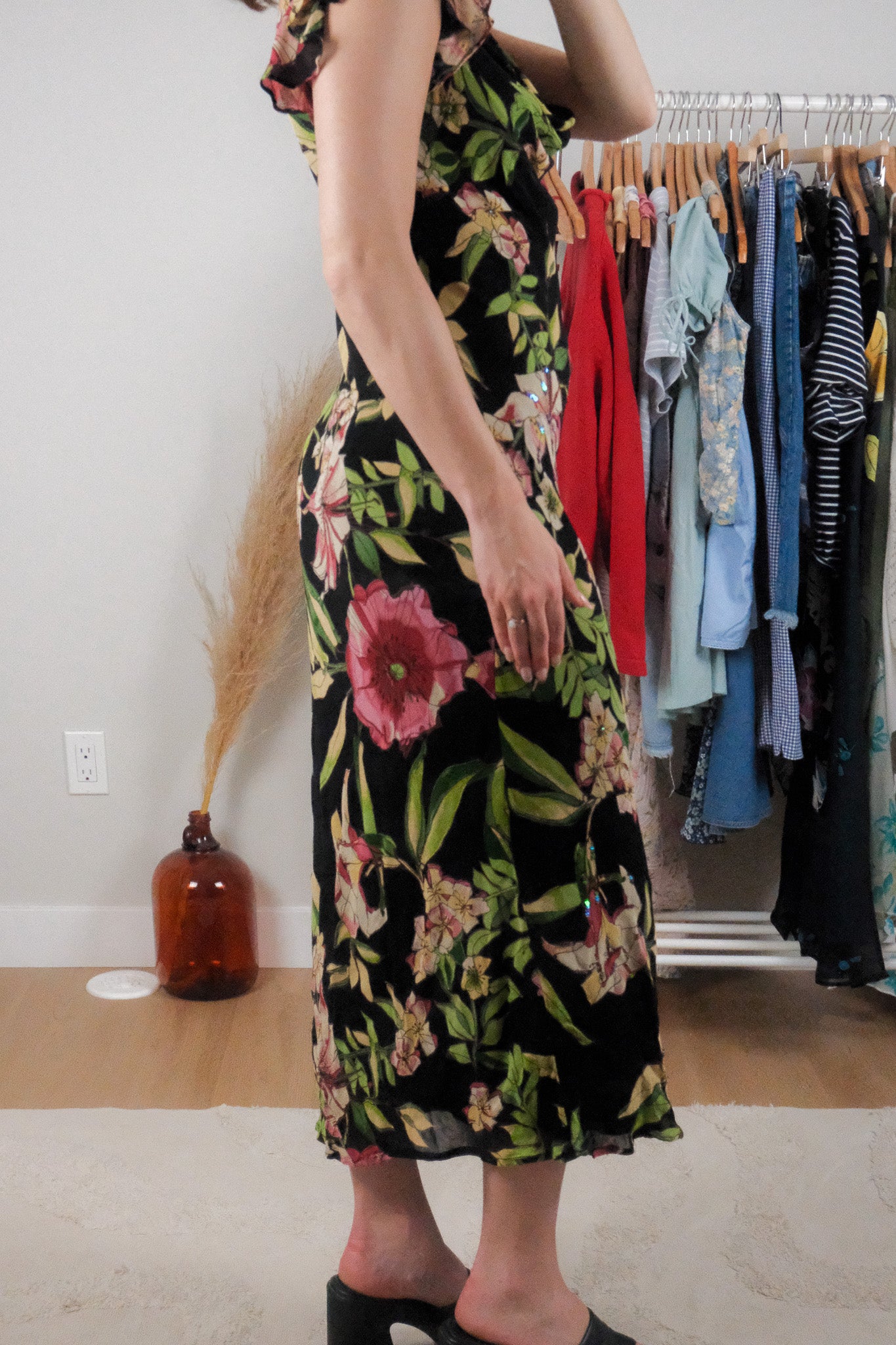 Vintage x Sequin/Beaded Floral Cowlneck Maxi Dress (10)